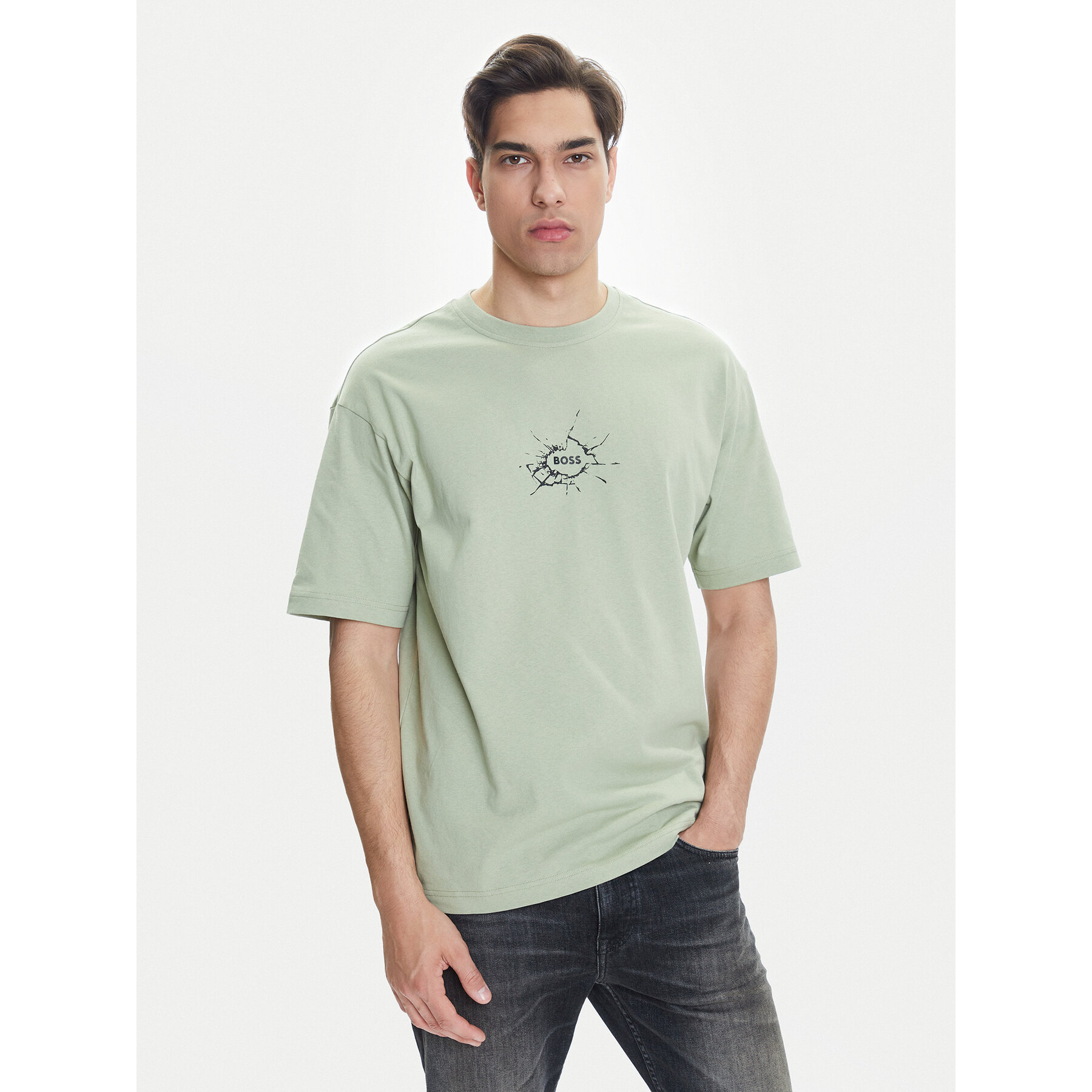 BOSS T-shirt Te_Voyage 50546370 Verde Relaxed Fit