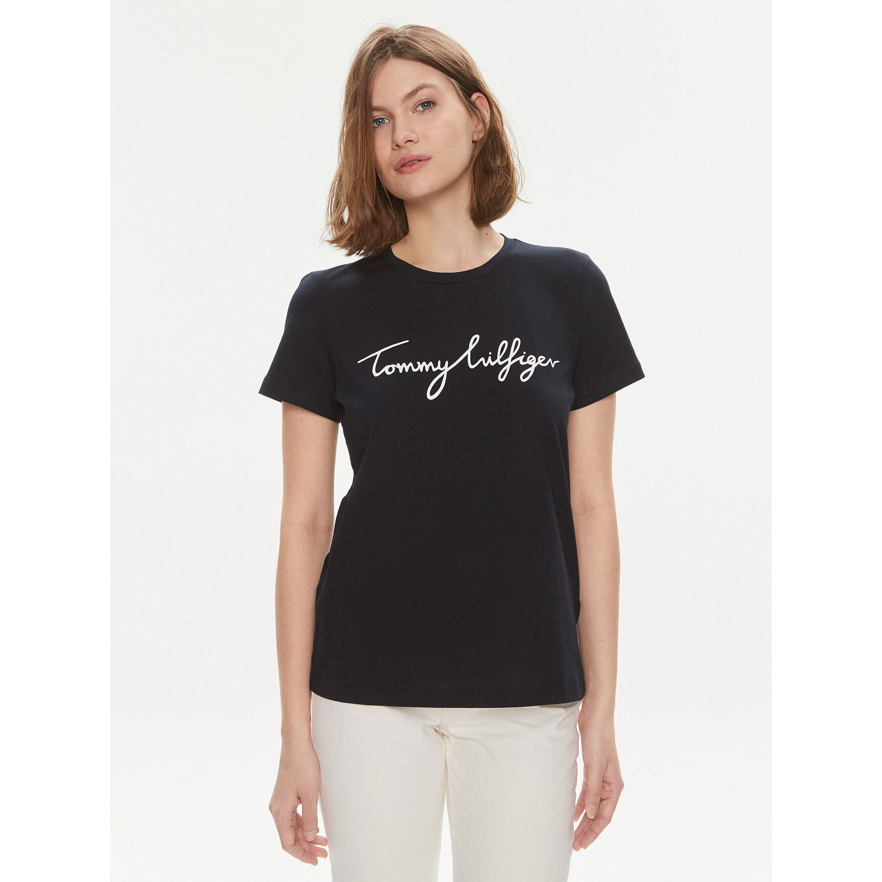 Tommy Hilfiger T-Shirt Signature WW0WW41674 Σκούρο μπλε Regular Fit