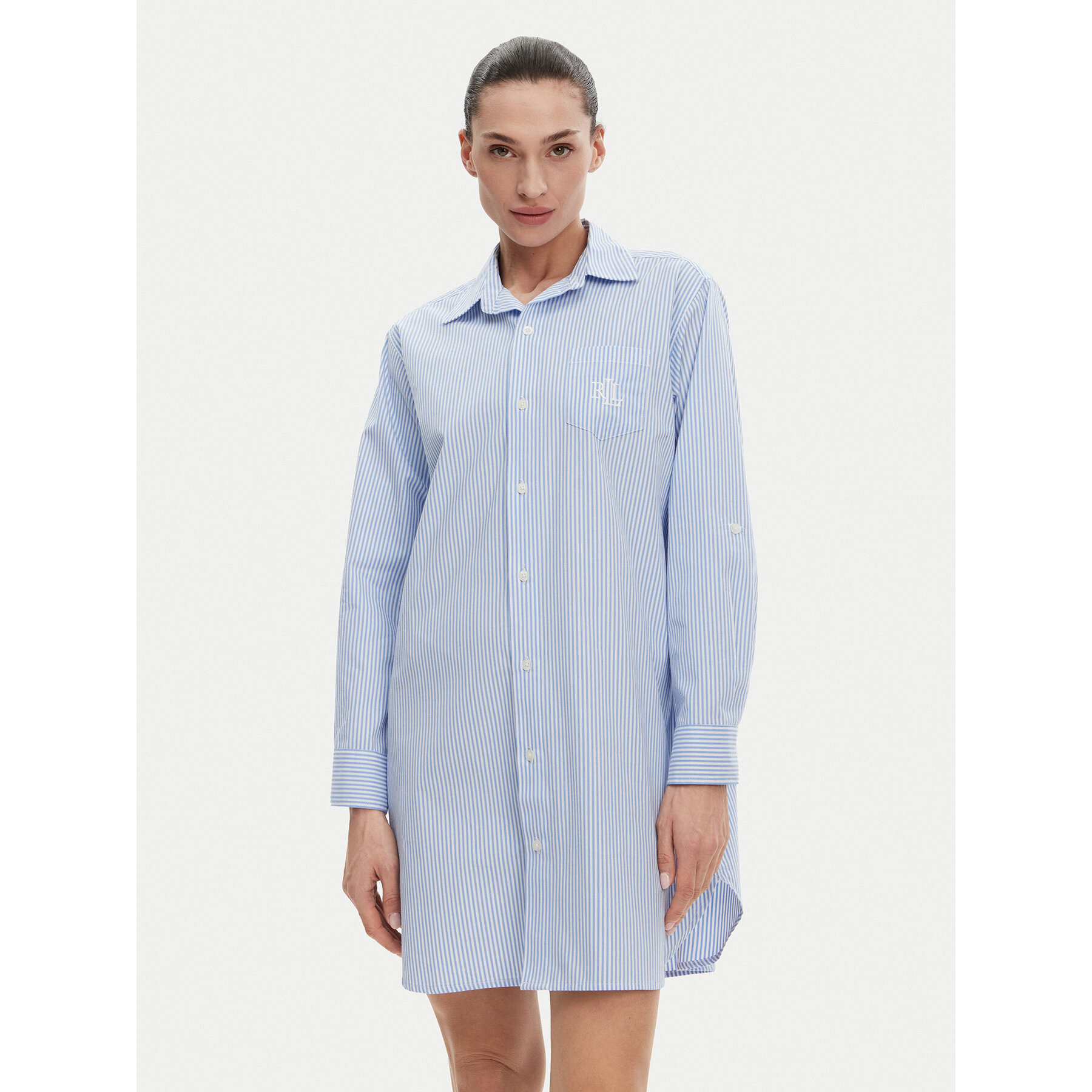 LAUREN RALPH LAUREN Nočna srajca ILN32315 Modra Relaxed Fit