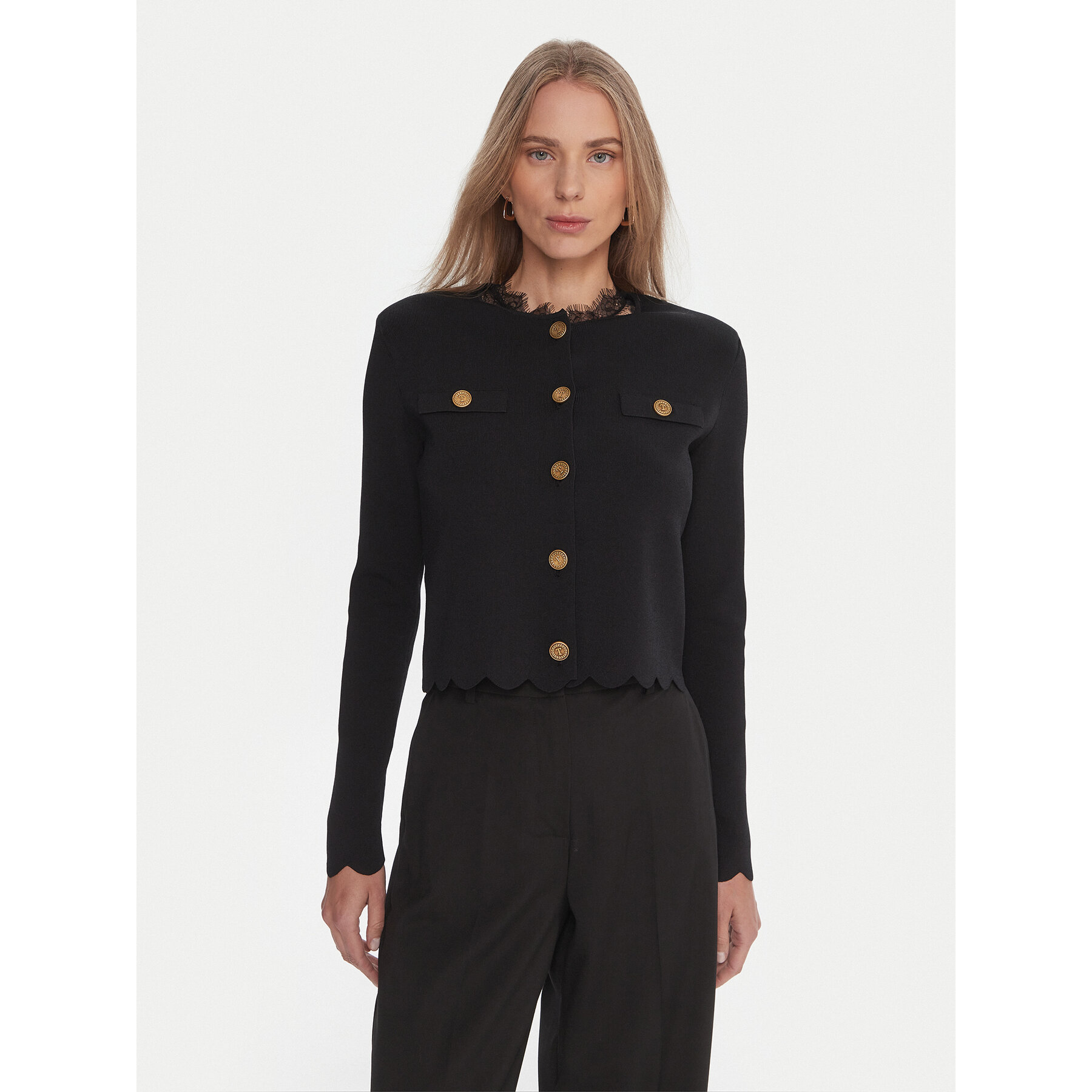 Twinset Strickjacke 252TP320A Schwarz Regular Fit