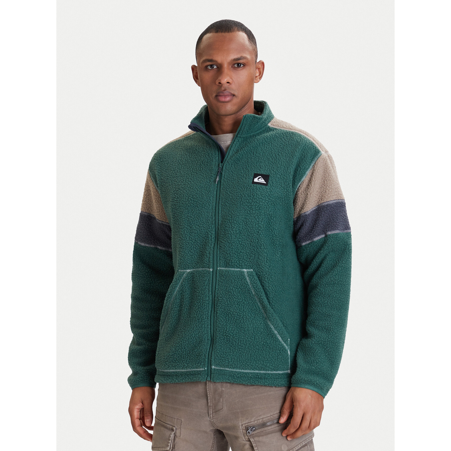 Quiksilver Fleecejacke Clean Coast Block EQYPF03065 Grün Loose Fit