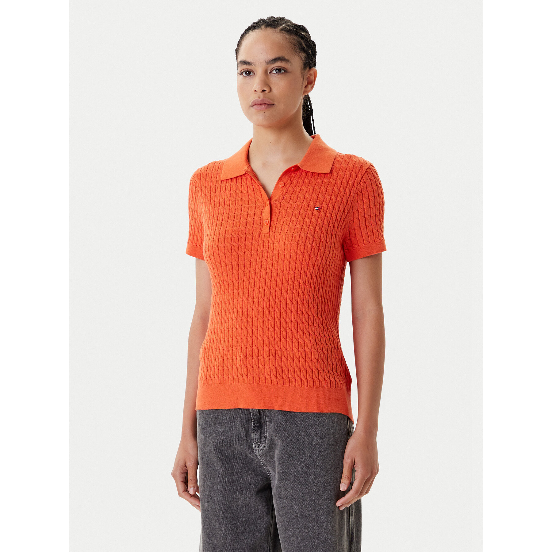 Tommy Hilfiger Polo Fine WW0WW41474 Narančasta Regular Fit