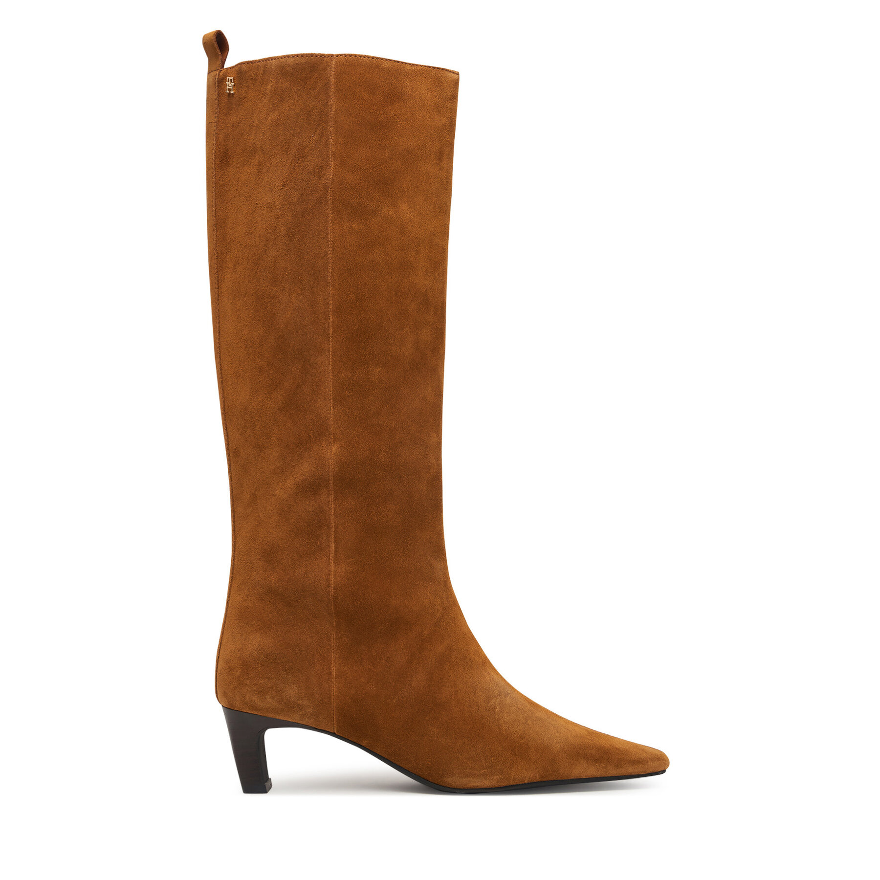 Kozačky Tommy Hilfiger Kitten Heel Suede High Boot FW0FW09655 Světle hnědá