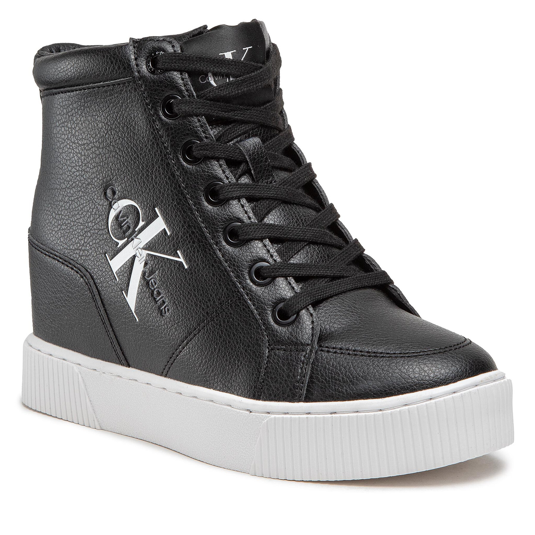 Sneakers Calvin Klein Jeans Hidden Wedge Cupsole Laceup YW0YW00771 Black/Silver 0GP CALVIN KLEIN JEANS imagine noua
