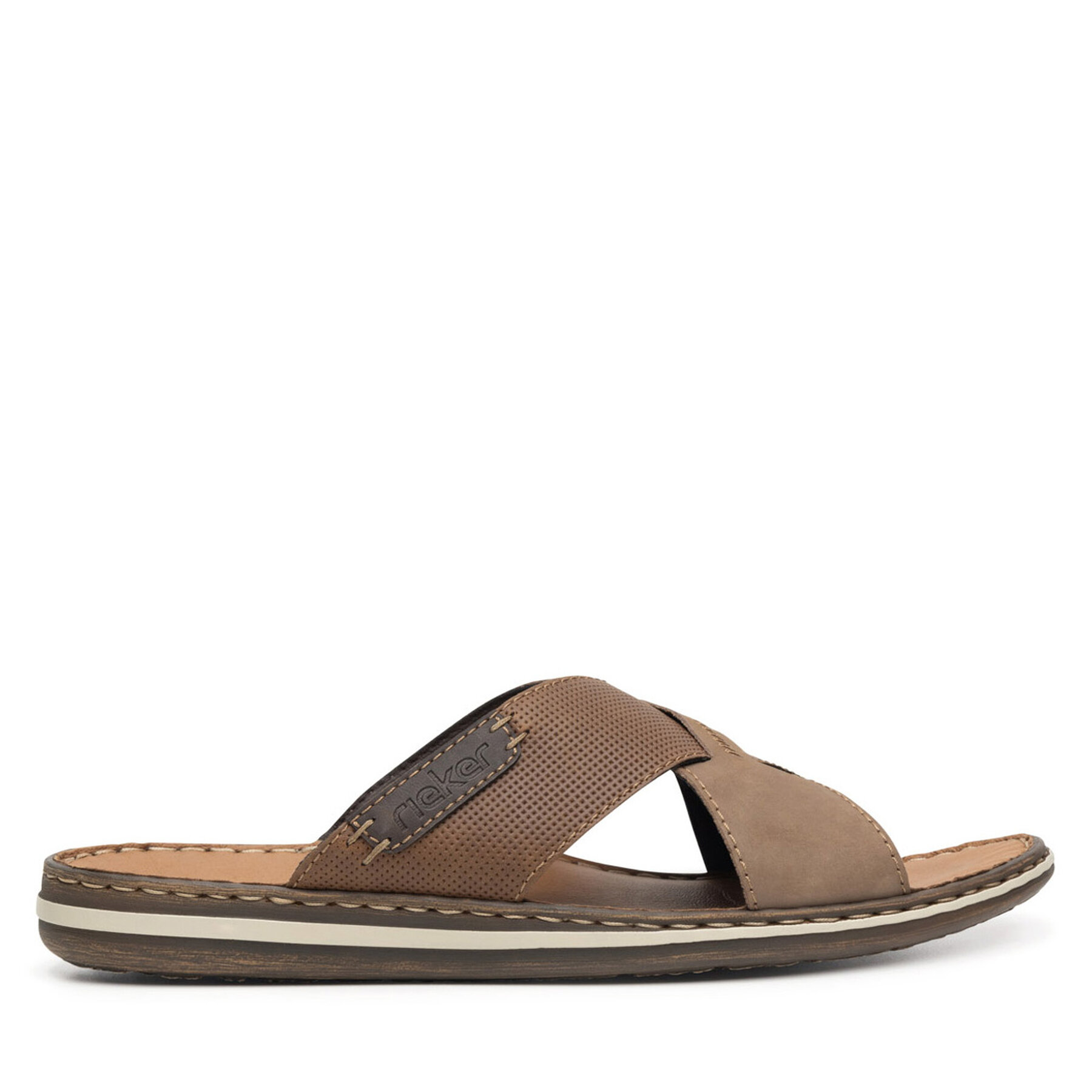 Herren Pantoletten Rieker, Schuhgröße 40, Braun, 21088-25