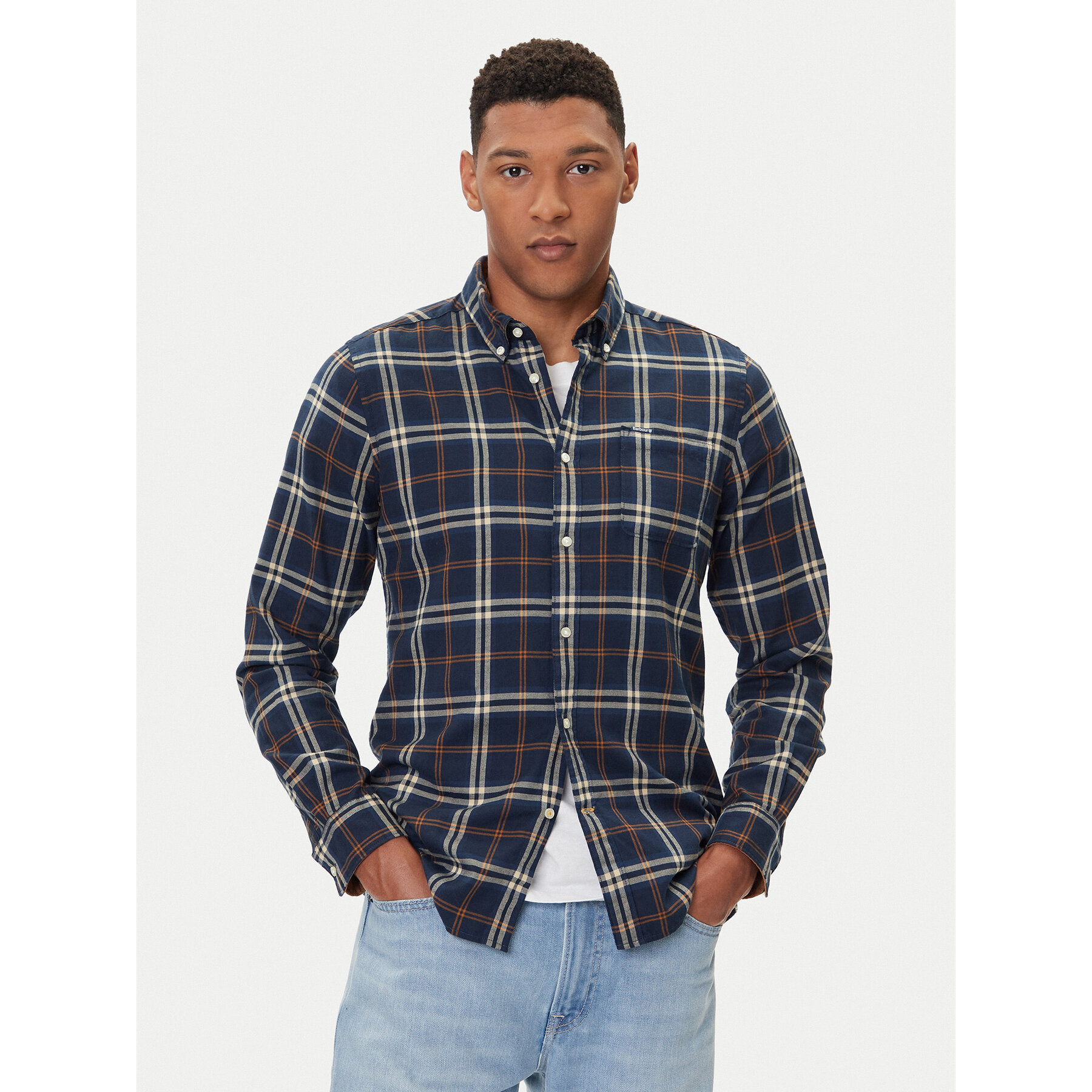 Barbour Hemd Crossfell MSH4995BL33 Dunkelblau Tailored Fit