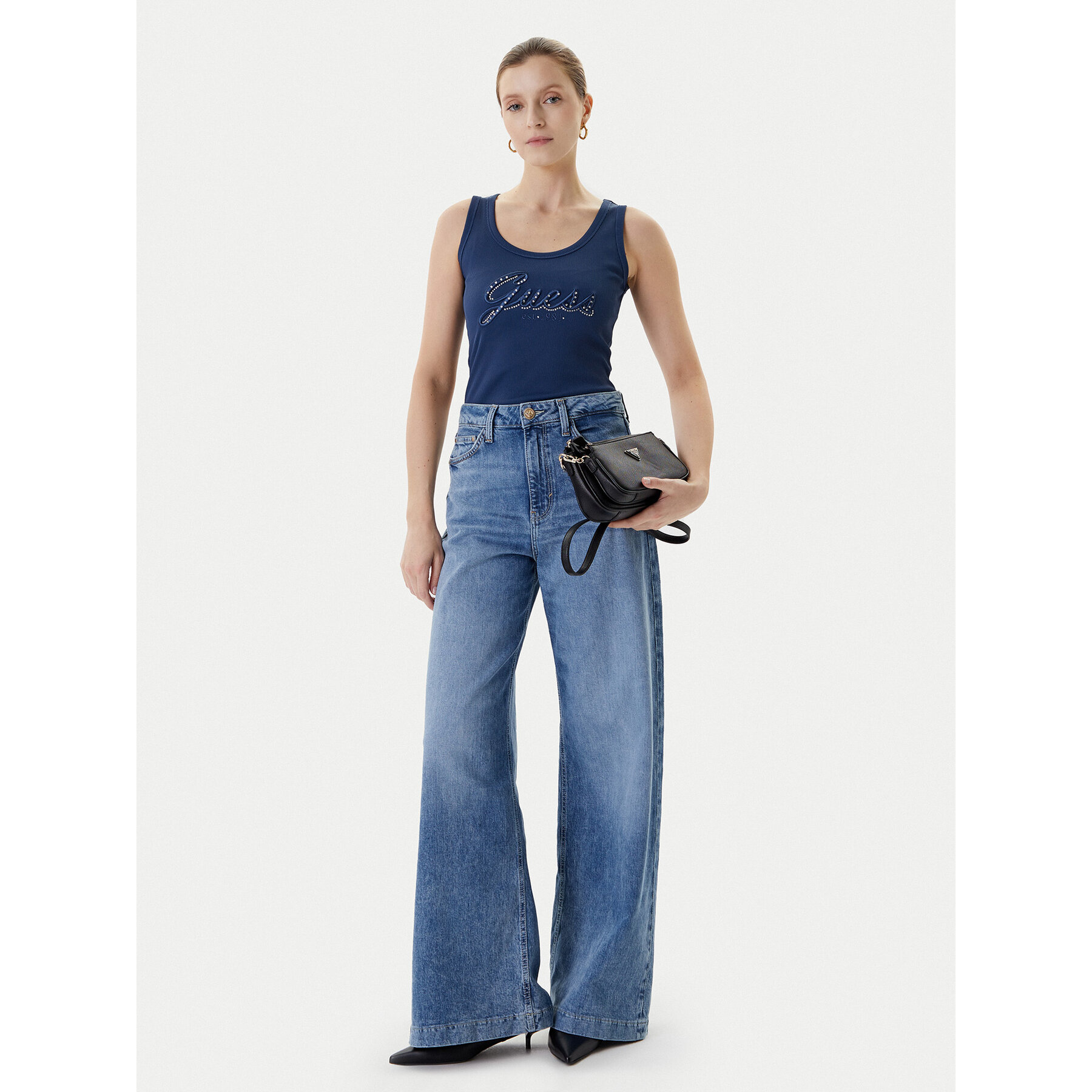 Guess Top W5YP00 KCXJ2 Dunkelblau Classic Fit