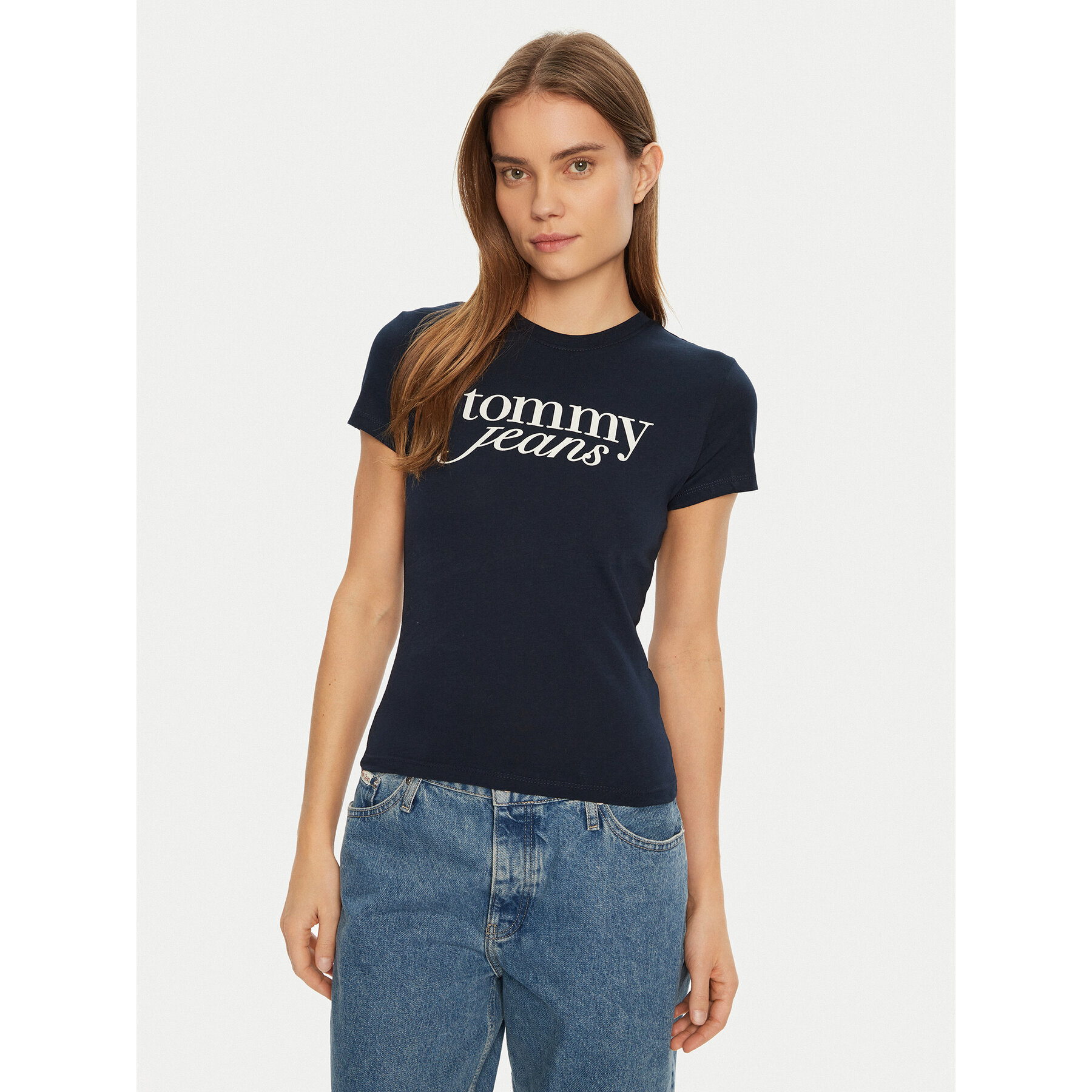 Tommy Jeans T-Shirt Essential DW0DW19447 Dunkelblau Slim Fit