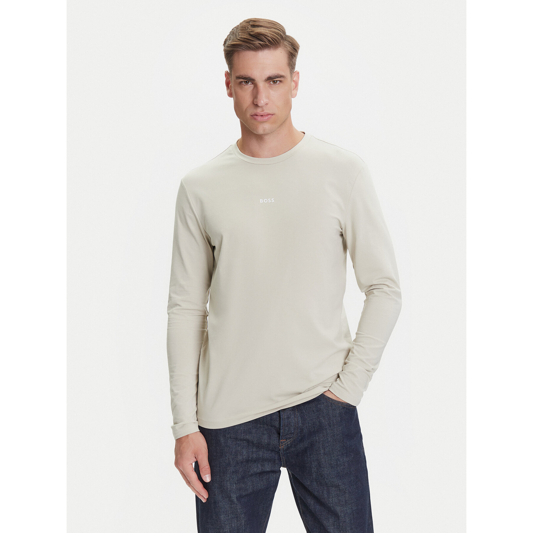 BOSS Longsleeve Tchark 50473286 Beige Regular Fit
