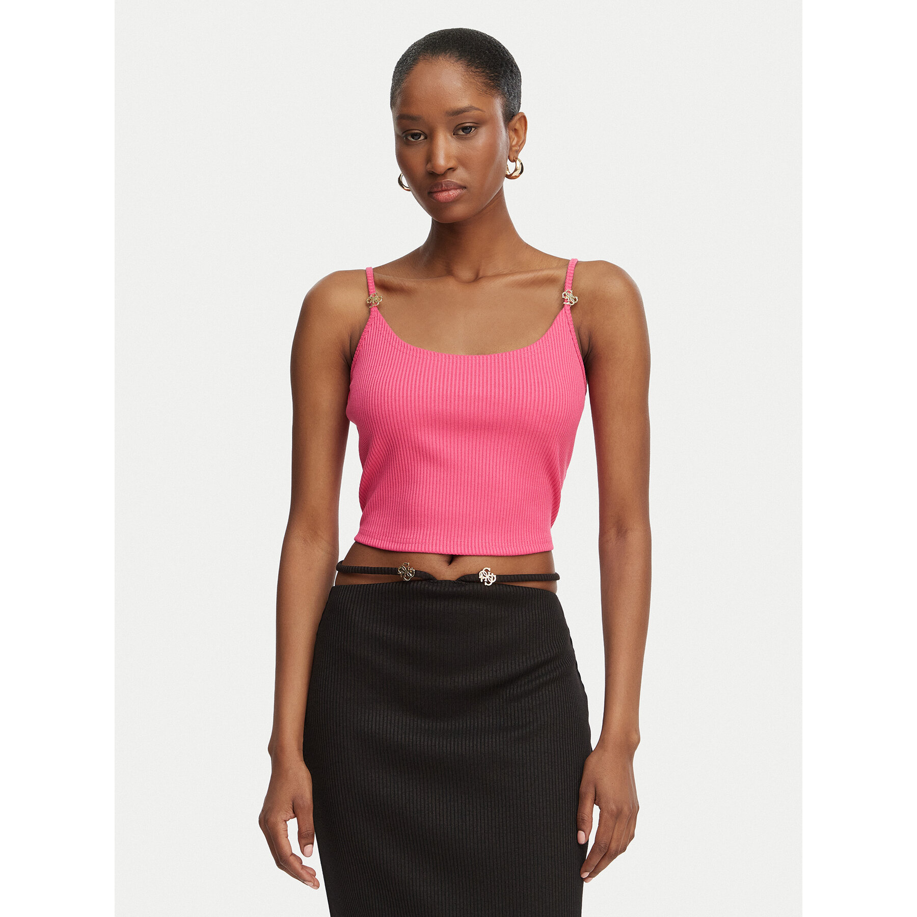 Guess Τοπ E6GP01 KG322 Ροζ Slim Fit