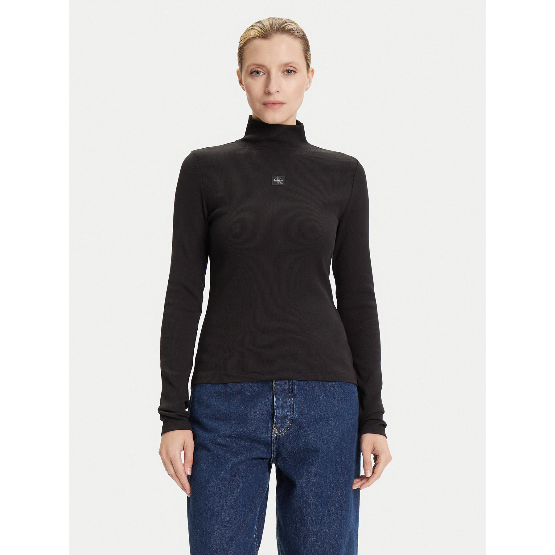 Calvin Klein Jeans Rollkragenpullover LV047D203G Schwarz Slim Fit