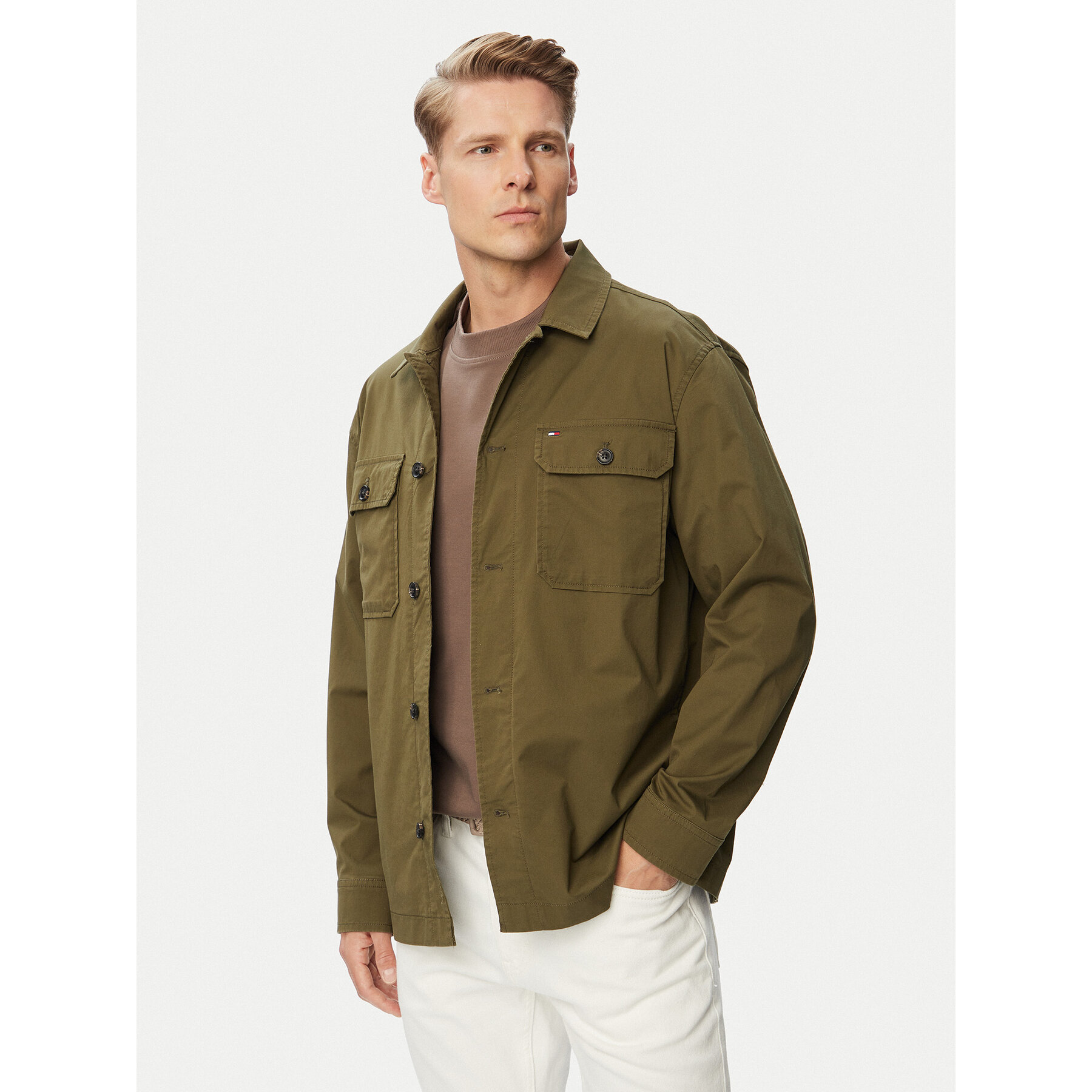 Tommy Hilfiger Hemdjacke Blend MW0MW43471 Dunkelgrün Regular Fit