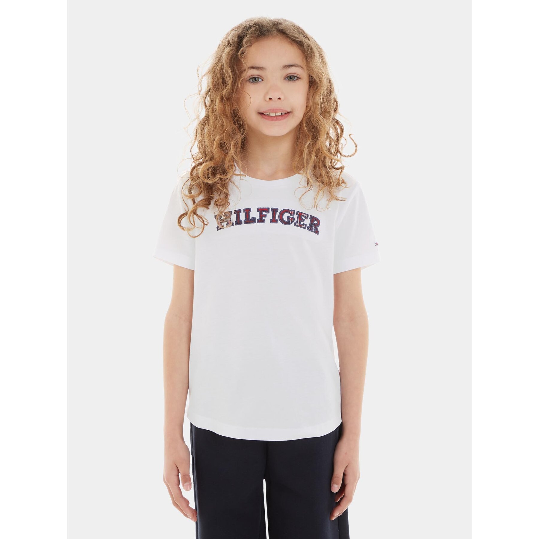 Tommy Hilfiger T-shirt Monotype Tartan KG0KG07804 Bianco Regular Fit