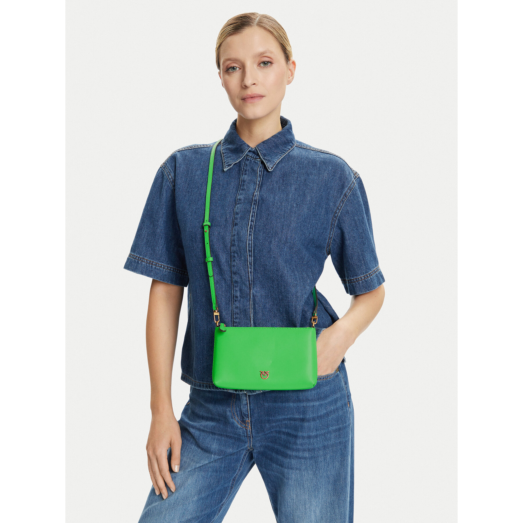 Дамска чанта PINKO Flat Horizontal Mini AI 25-26 104277 A0F1 Зелен