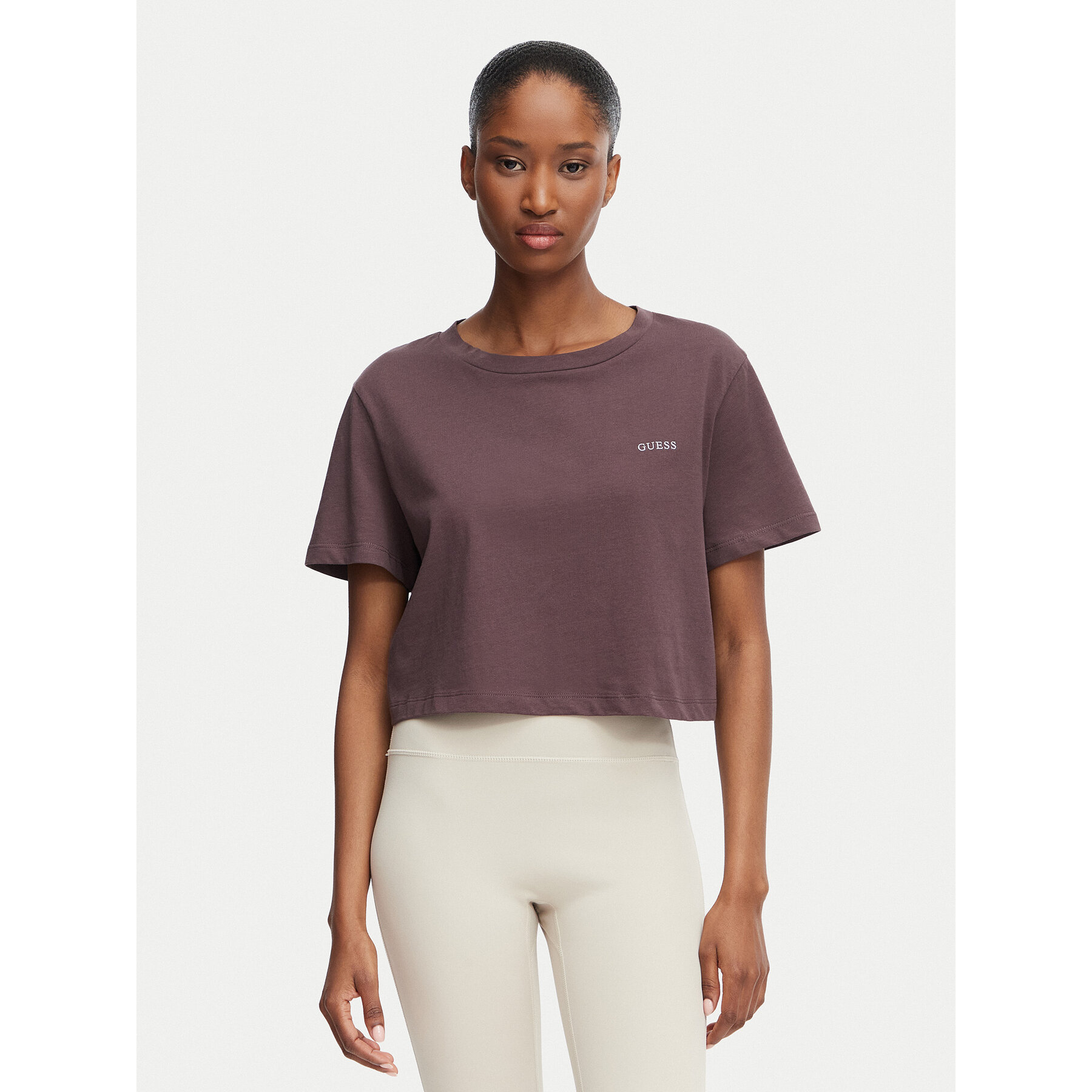 Guess Marškinėliai V6GI17 K2984 Ruda Regular Fit