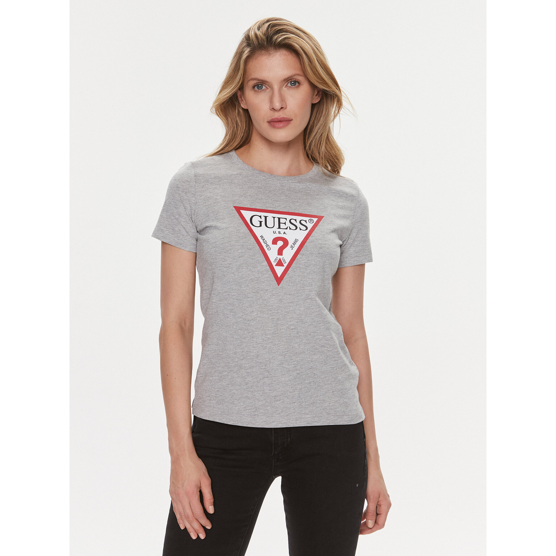 Guess T-Shirt W1YI1 BI3Z14 Grigio Slim Fit