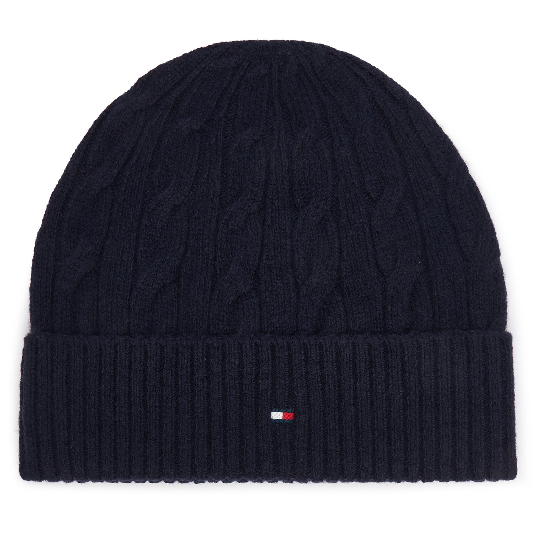 Шапка Tommy Hilfiger Th Flag Cable AM0AM14859 Тъмносин