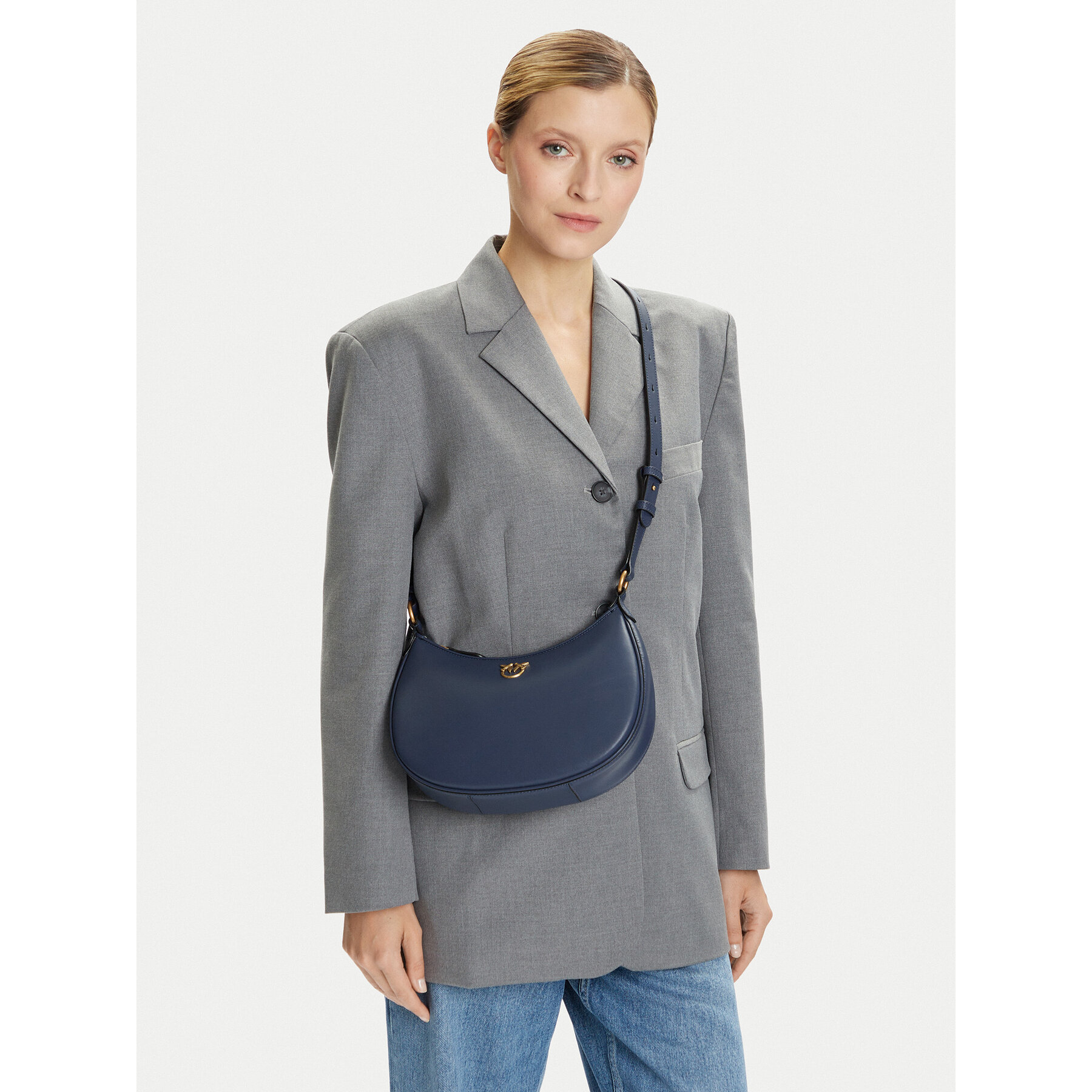 Borsetta PINKO Half Moon Mini Fl Al 25-26 PLTT 102790 A0F1 Blu scuro