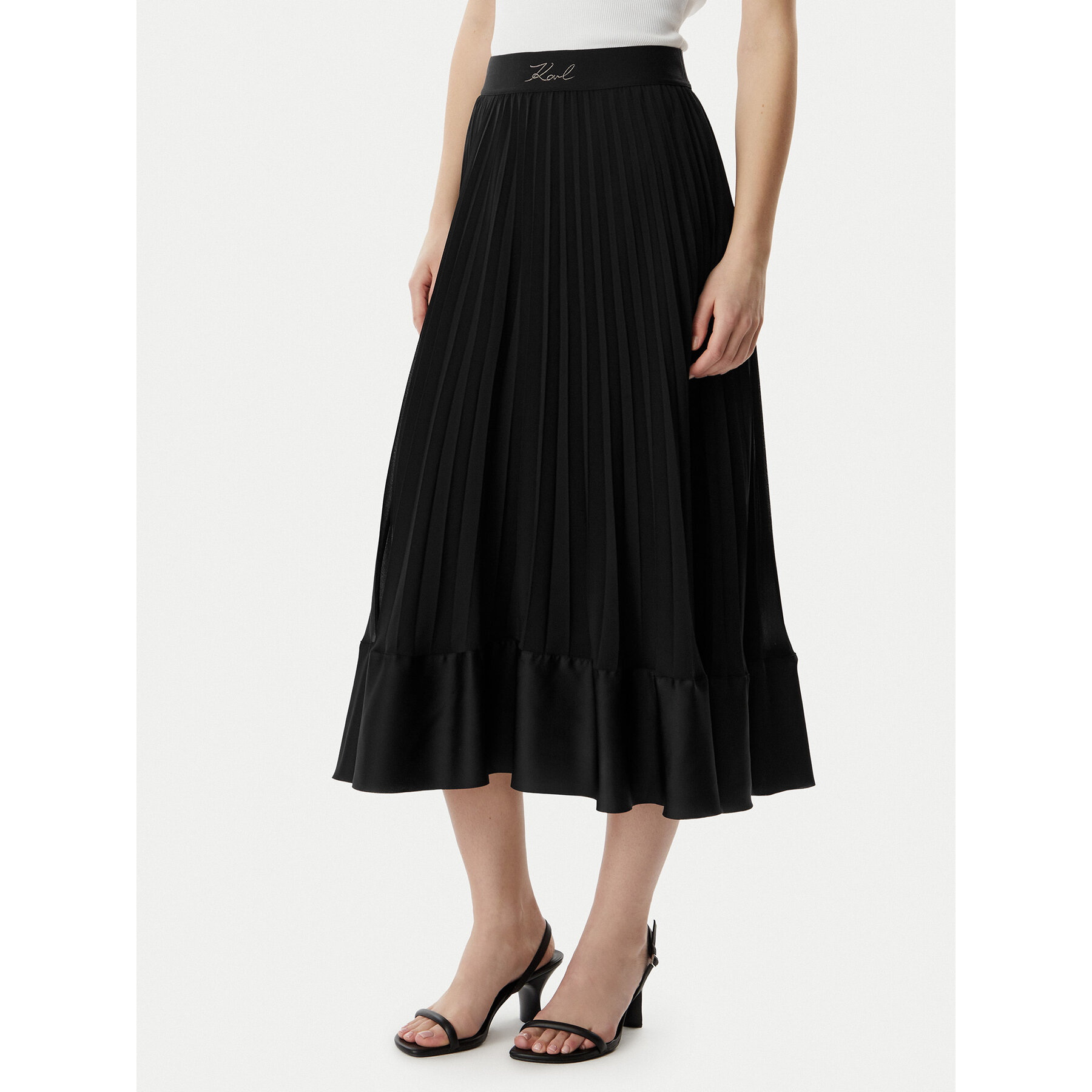 KARL LAGERFELD Faltenrock B2W12003 Schwarz Regular Fit