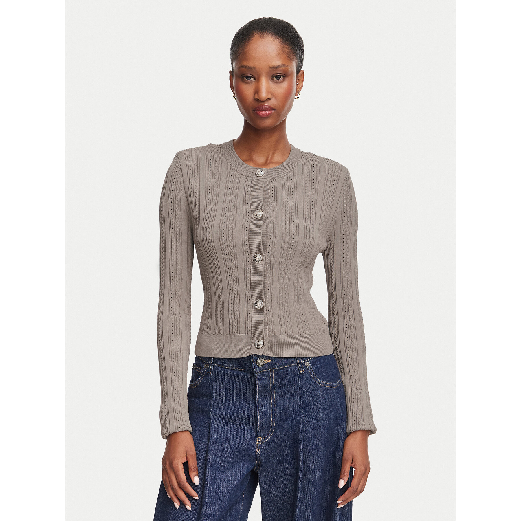 Guess Strickjacke W6YR26 Z0973 Beige Regular Fit