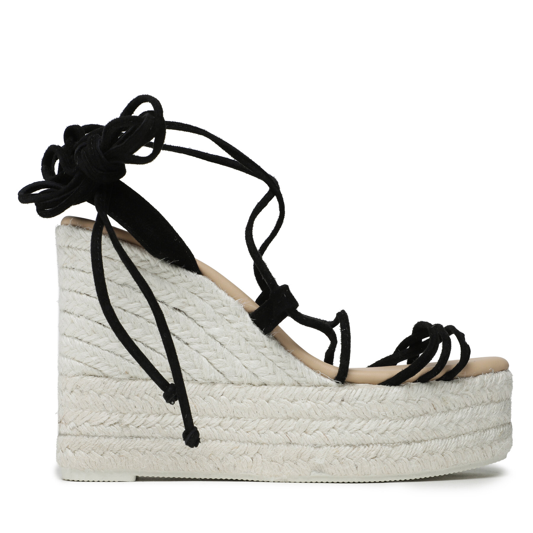 Espadrilles Manebi Lace-Up Wedge Espadrilles L 8.6 WA Fekete