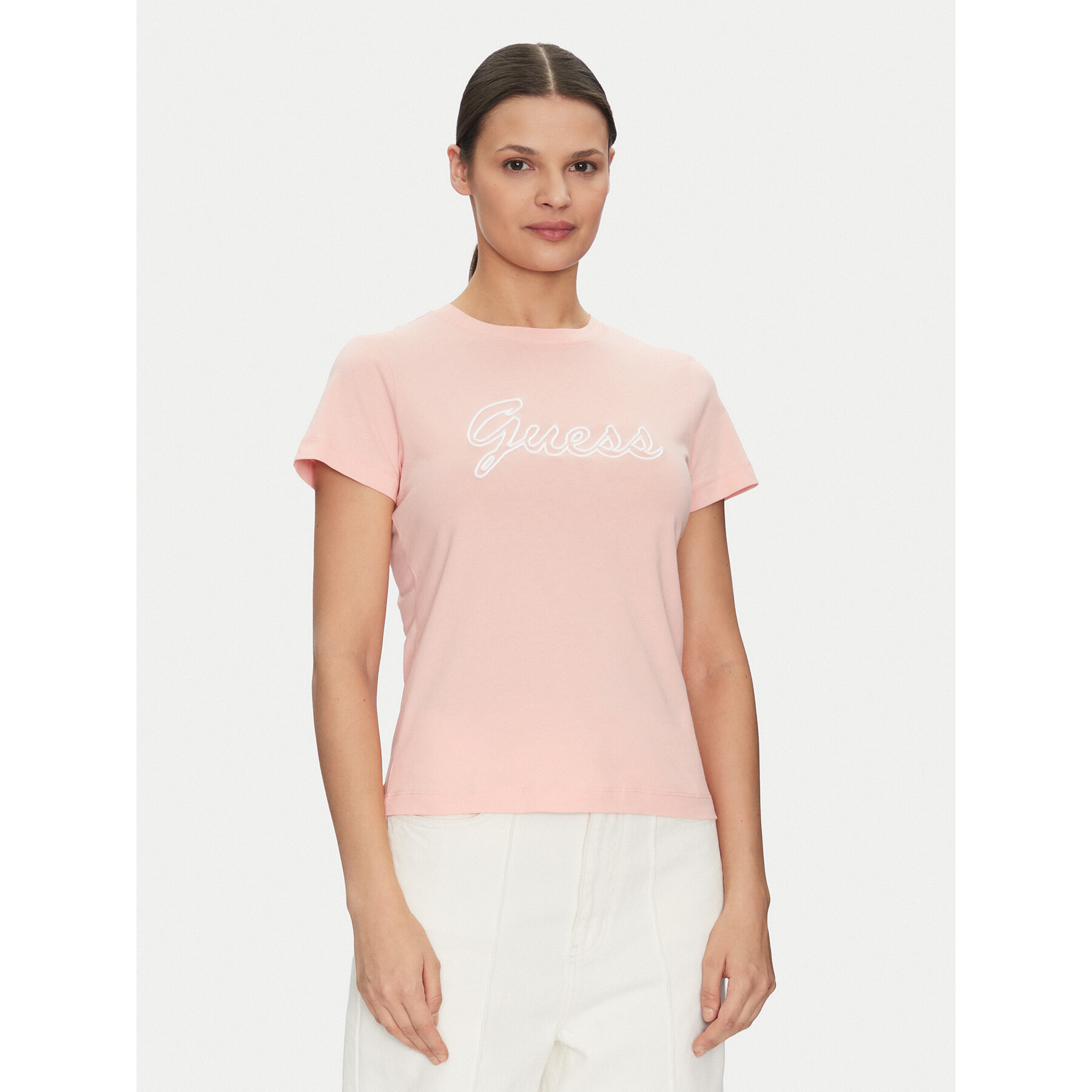 Guess Póló V5GI02 K9RM1 Rózsaszín Slim Fit