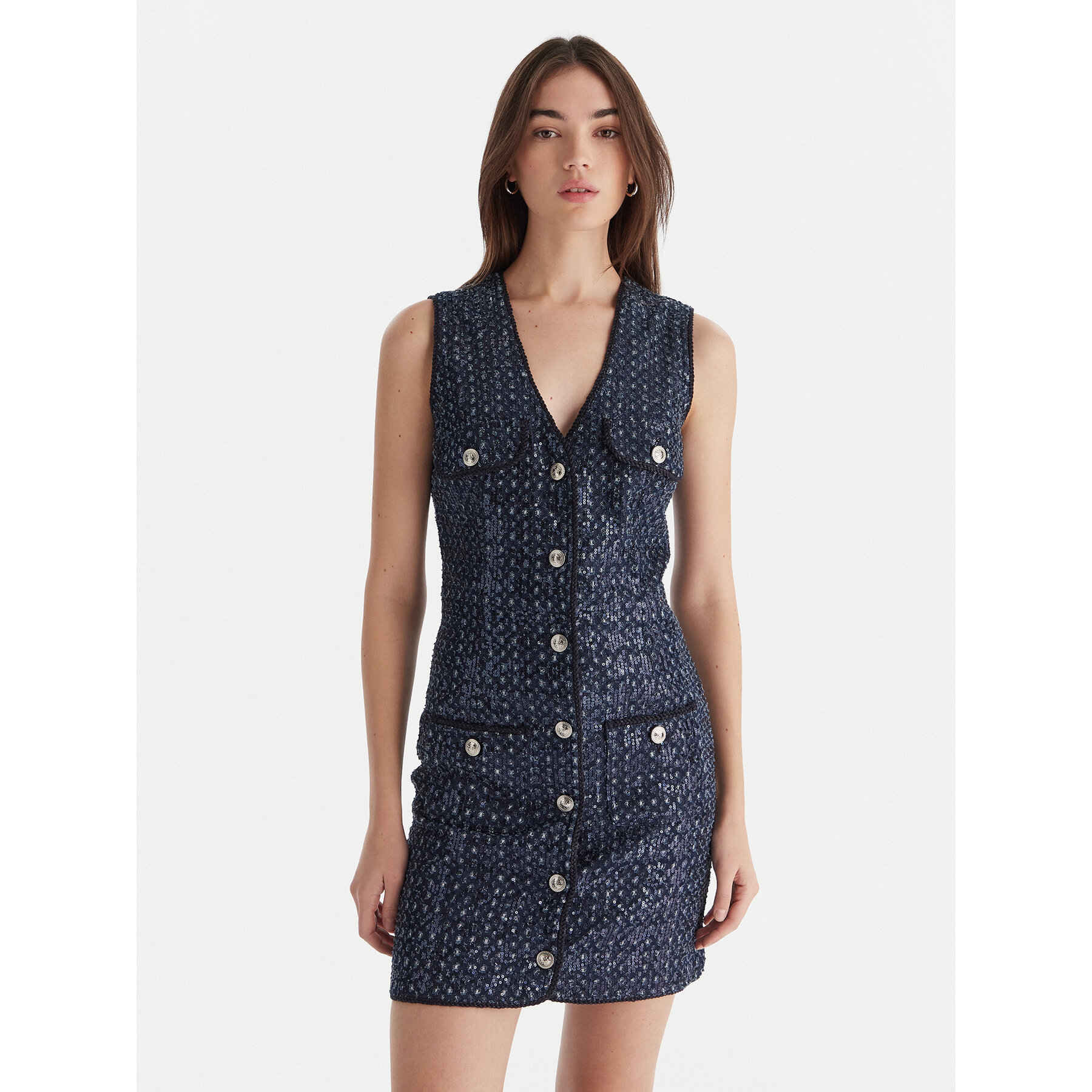 Guess Kleid für den Alltag W5BK41 D0771 Dunkelblau Regular Fit