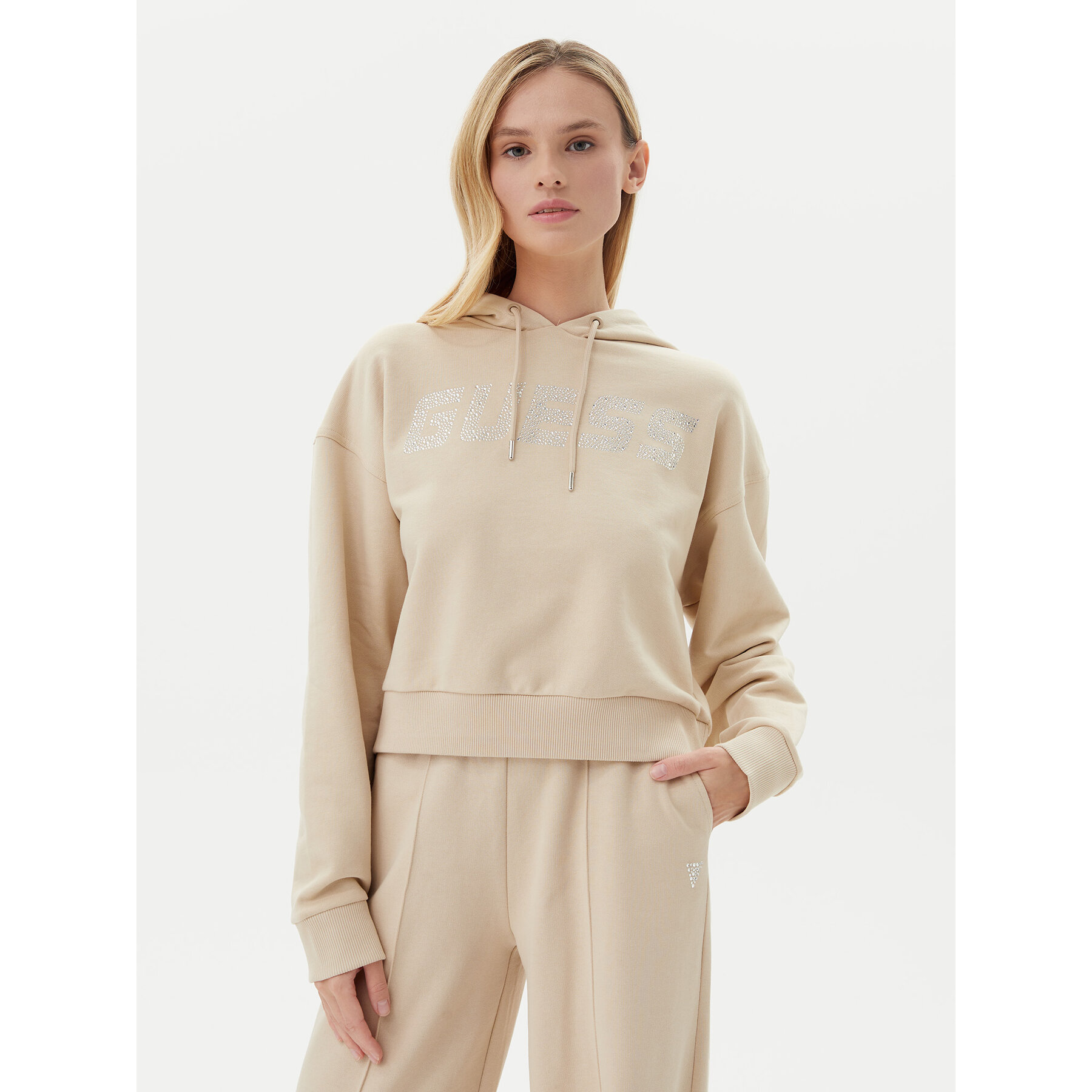 Guess Sweatshirt V5GQ09 KCRP0 Beige Relaxed Fit