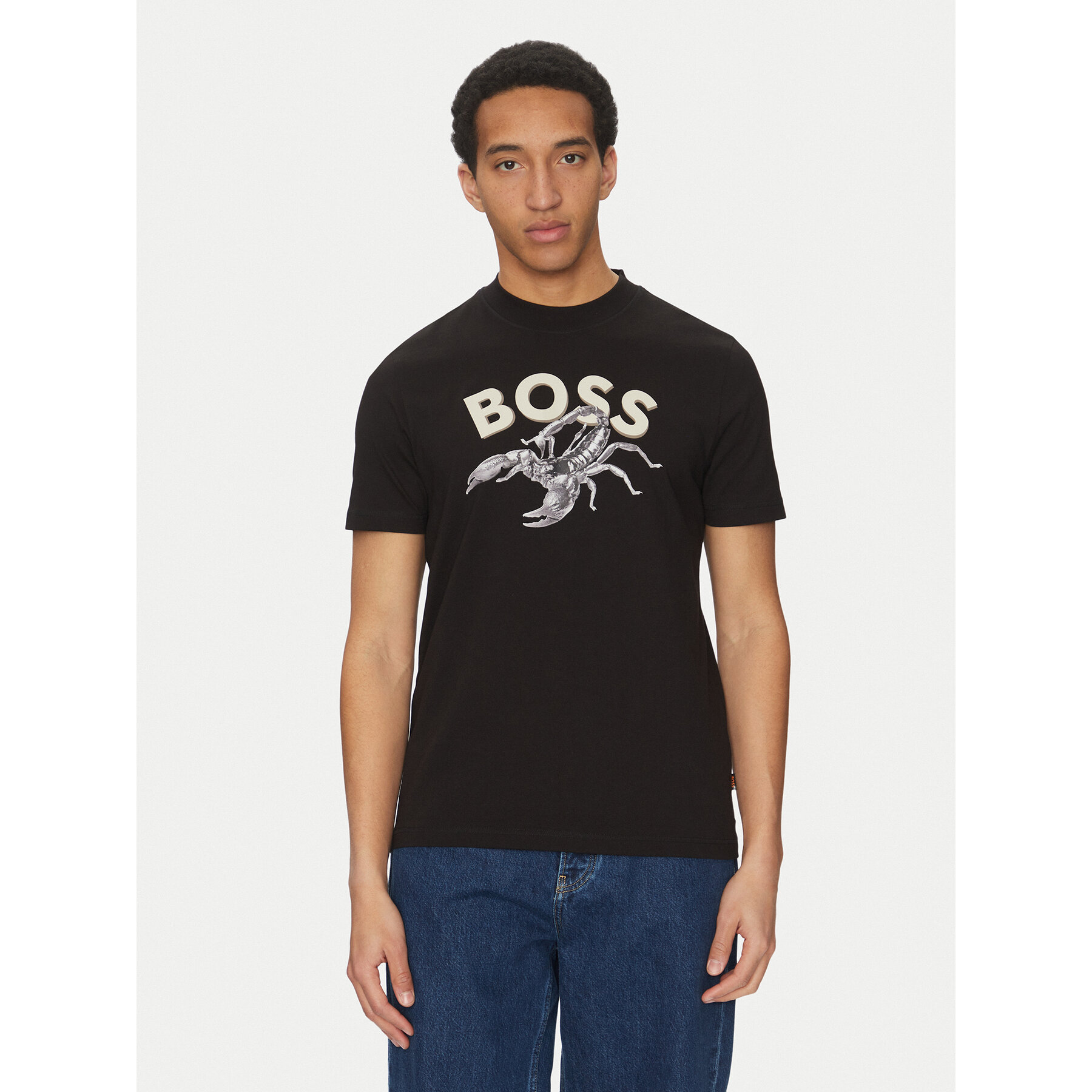 BOSS Póló Te_Bossfish 50539196 Fekete Regular Fit