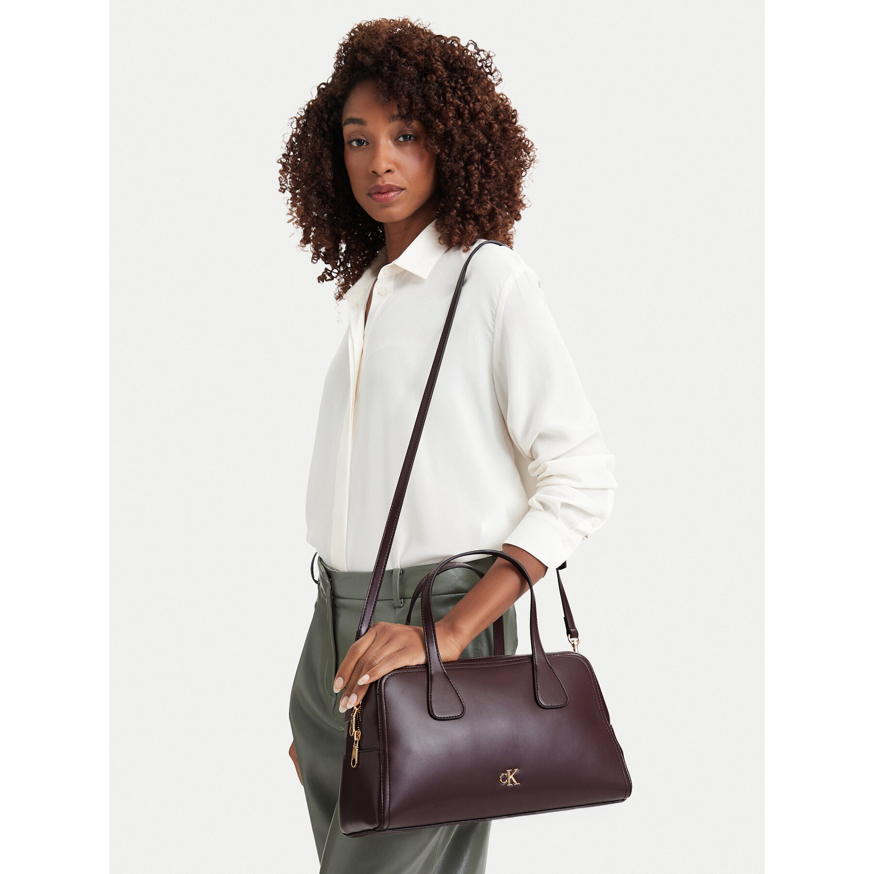 Geantă Calvin Klein Ck Medium Bowling Bag LV04F3610G Vișiniu