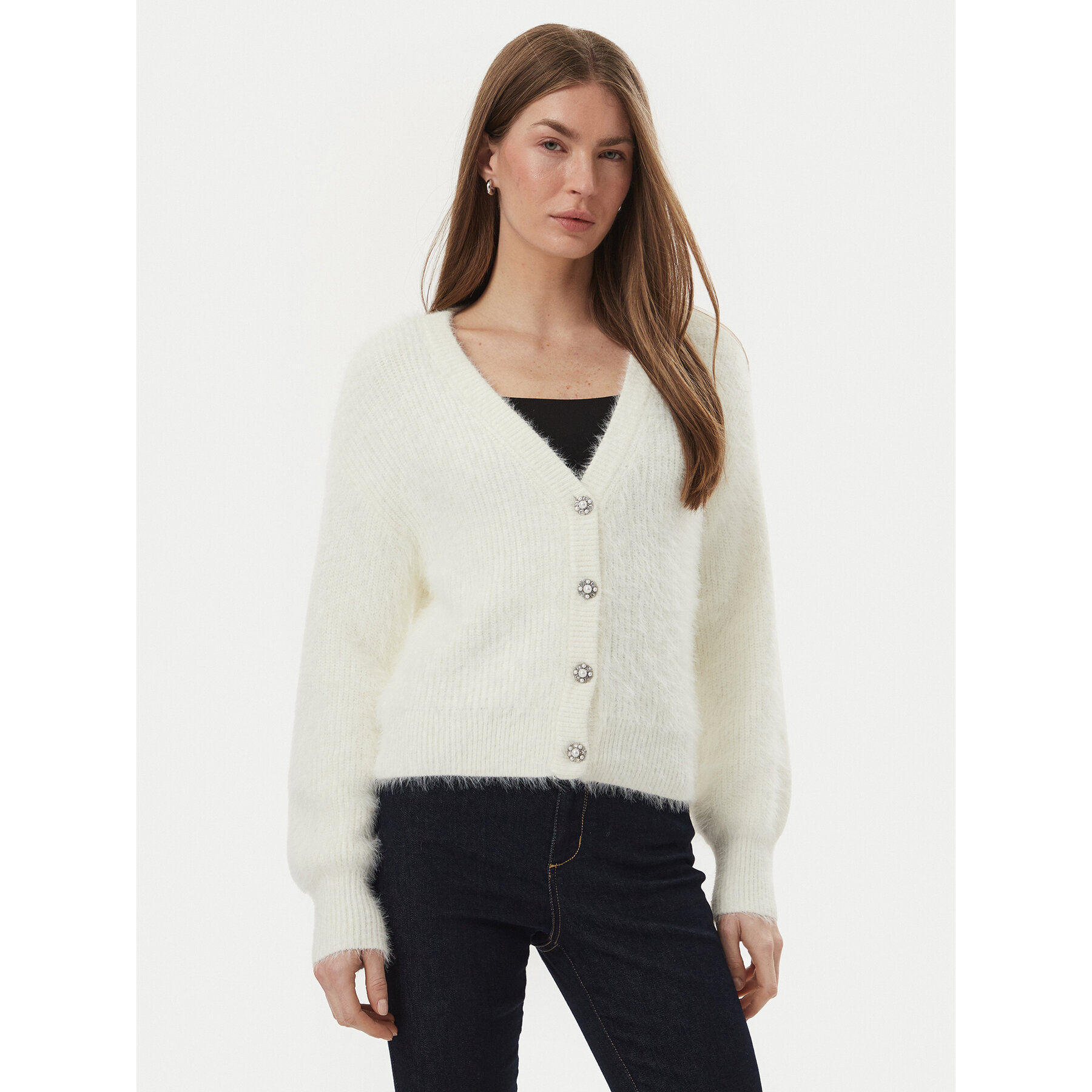 Guess Strickjacke W6BR26 Z1408 Creme Regular Fit