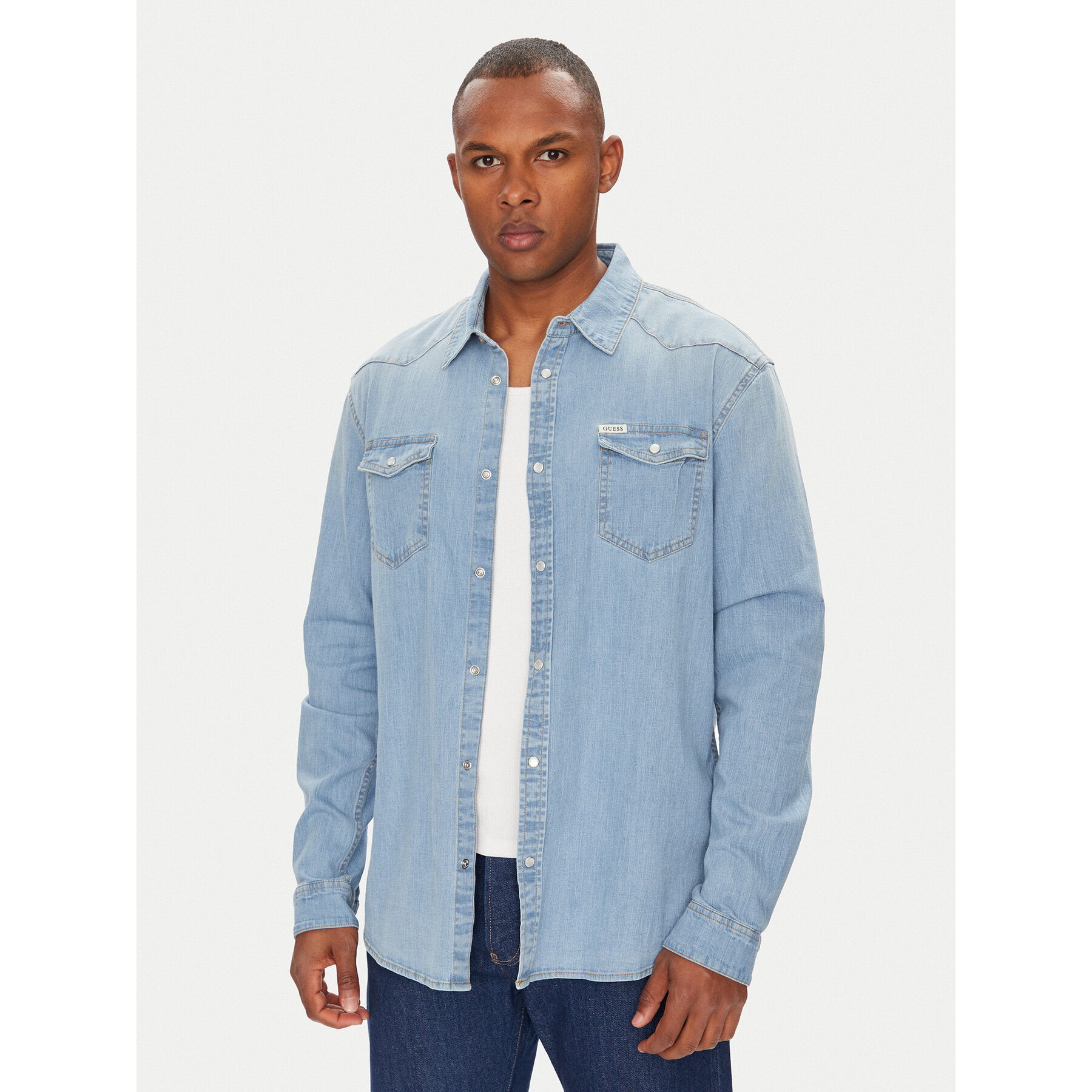 Guess Jeanshemd M4GH02 D3PF5 Blau Slim Fit