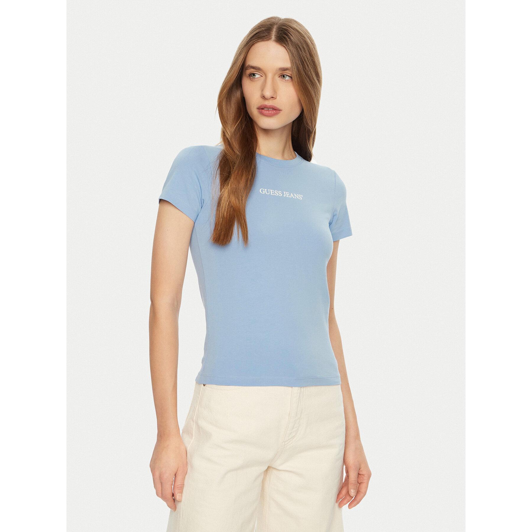 Guess Jeans T-shirt W4YI01 J1314 Celeste Regular Fit