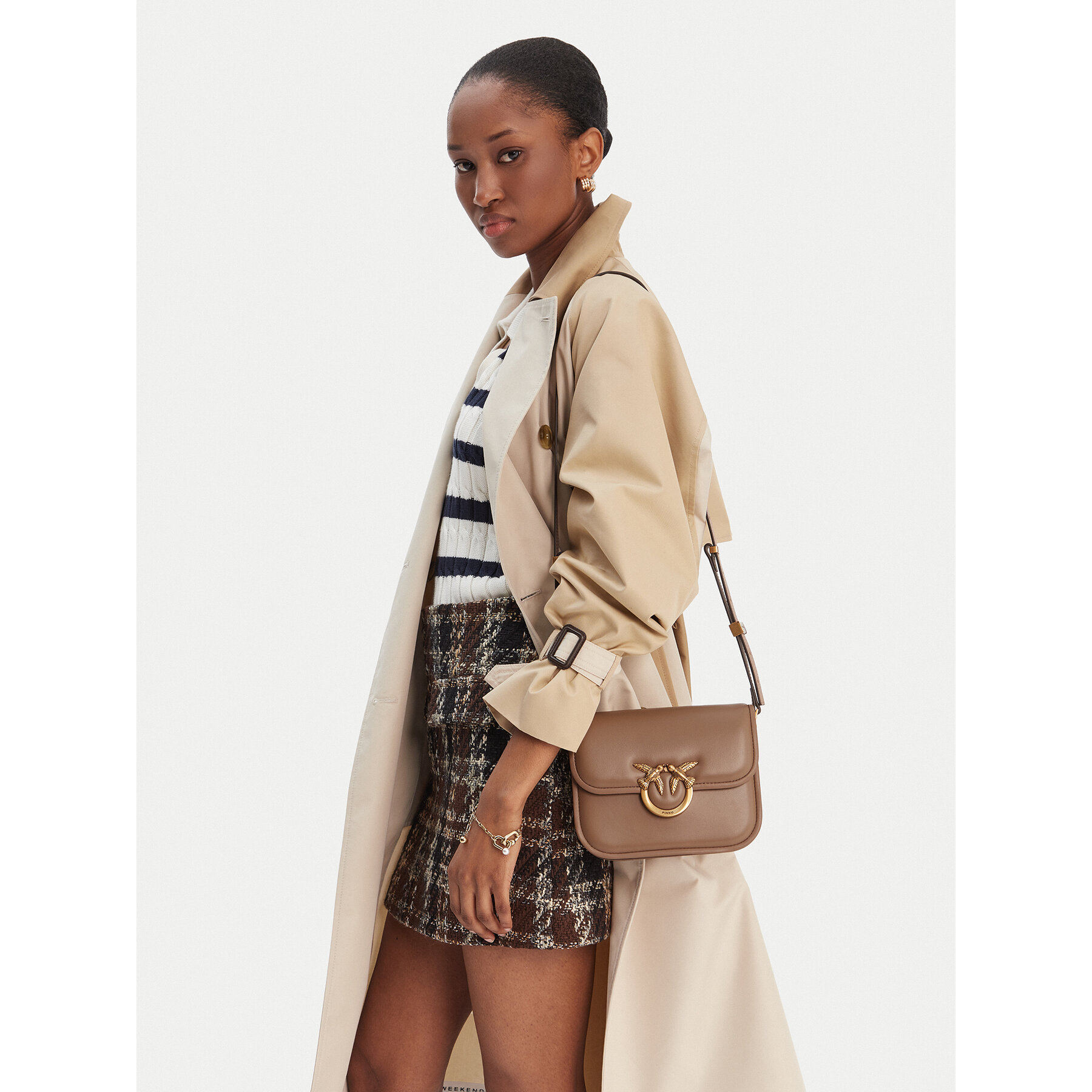 Geantă PINKO Love Box Bag Fl Mini PE 25 PLTT 104297 A26L Maro