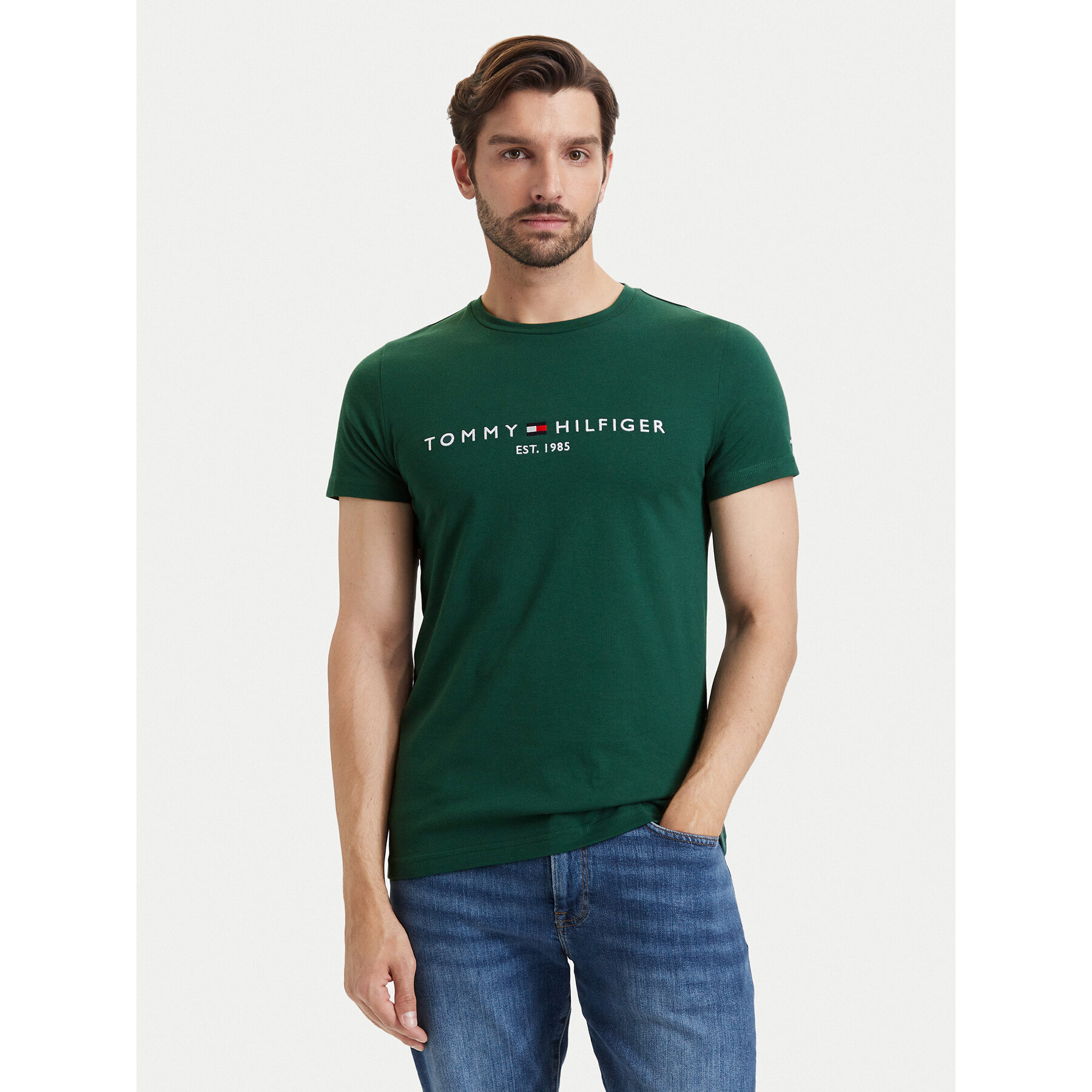 Tommy Hilfiger T-shirt Logo MW0MW11797 Tamno zelena Slim Fit