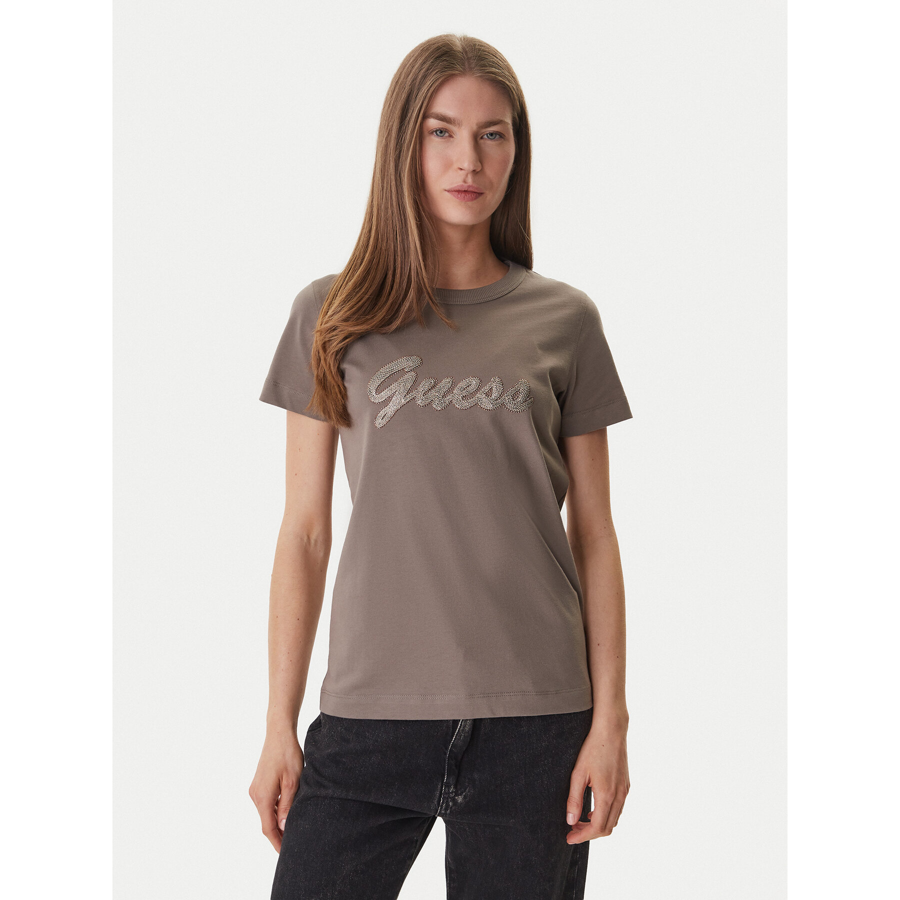 Guess T-Shirt W6GI08 K3023 Καφέ Regular Fit