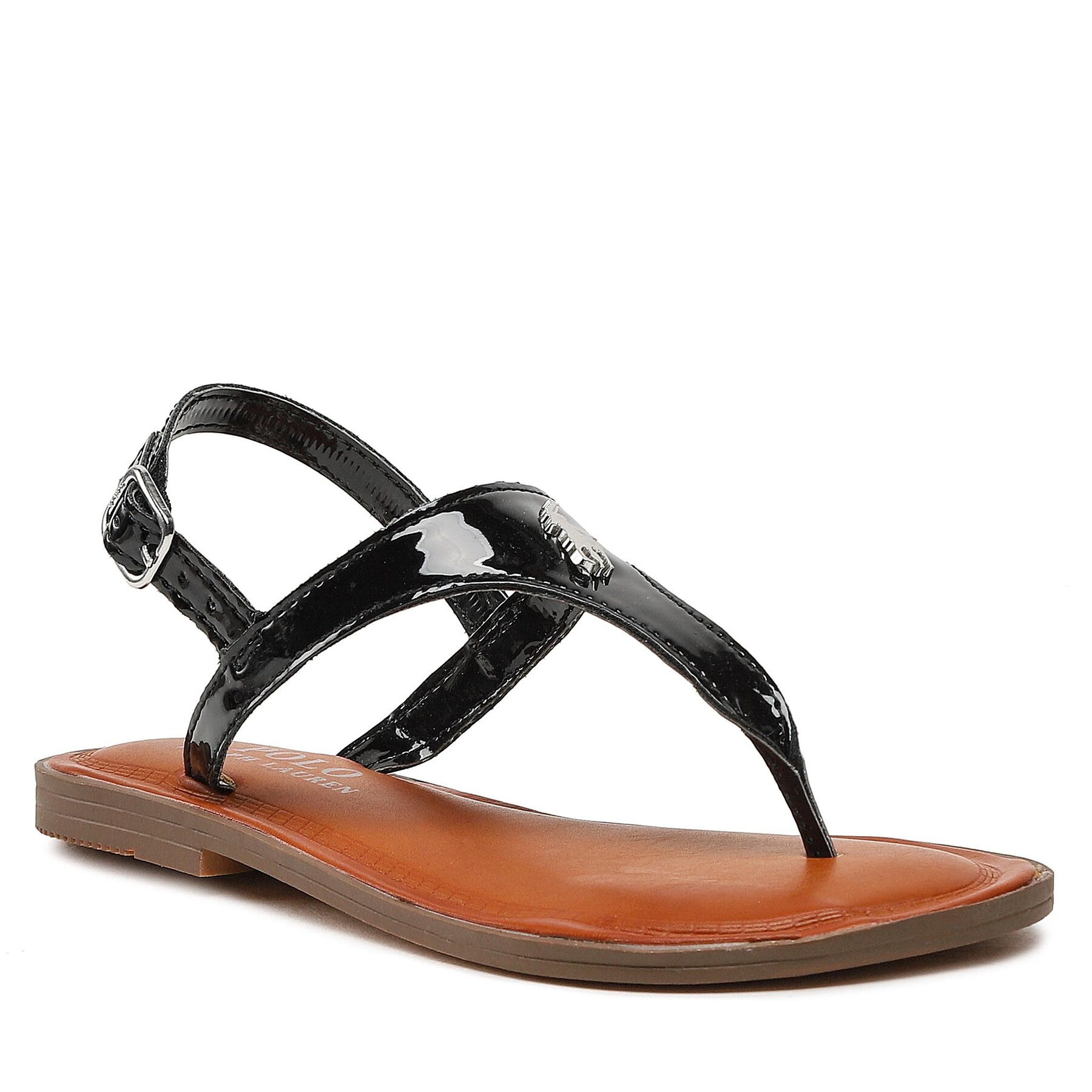 Polo Ralph Lauren Tierney Iv RF103985 Black Patent w/ Silver PP – Сандали
