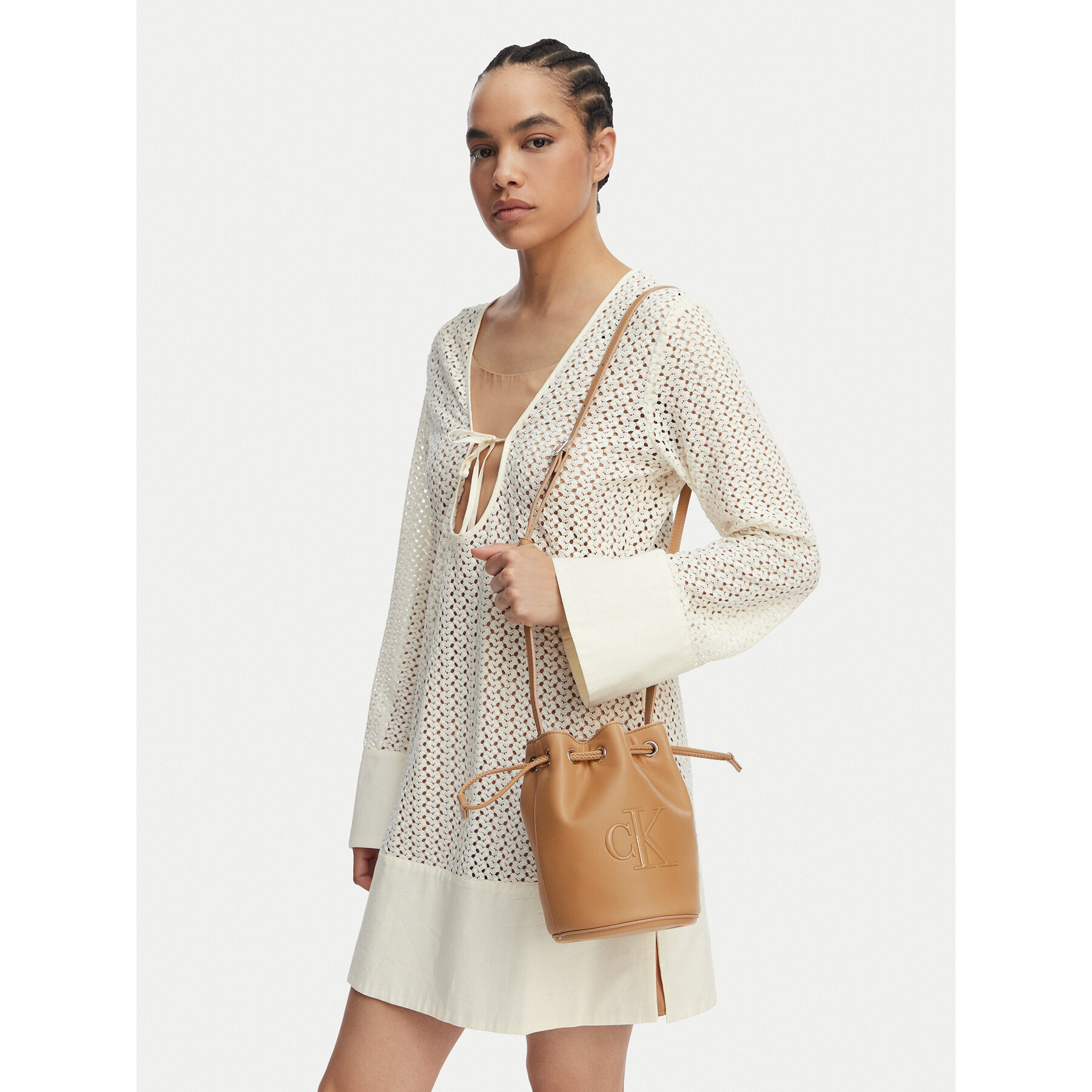 Дамска чанта Calvin Klein Bold Ck Small LV04F3640G Бежов