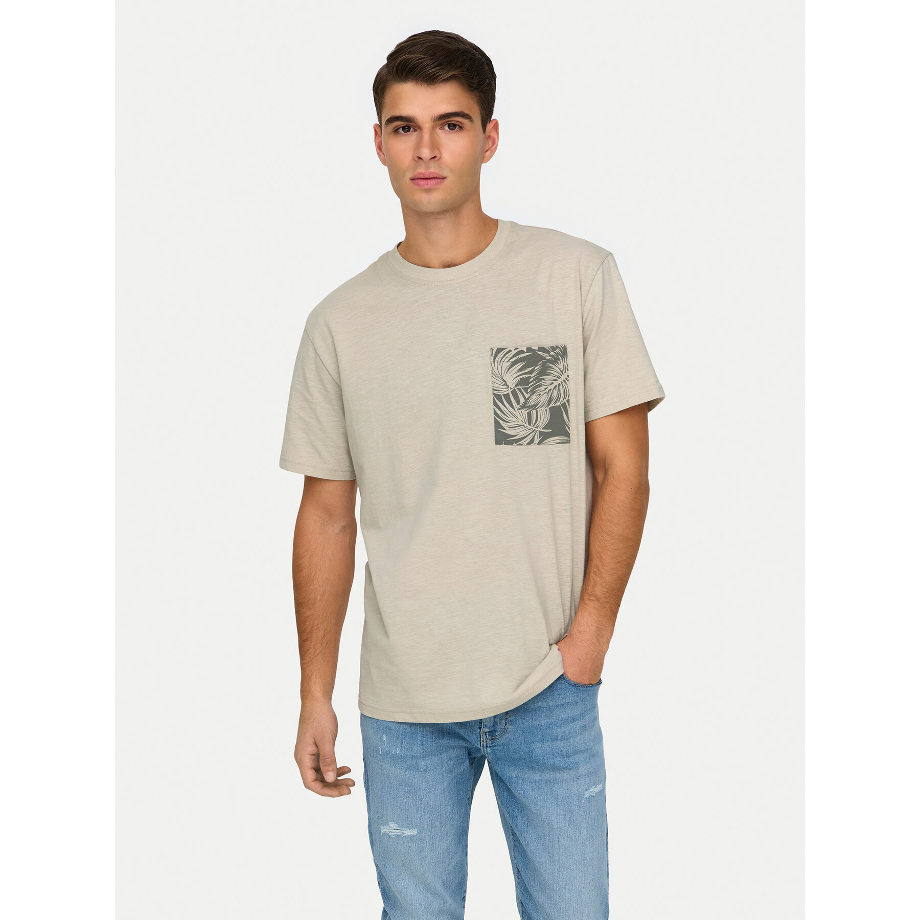 Only & Sons Only & Sons T-Shirt 22025286 Μπεζ Regular Fit