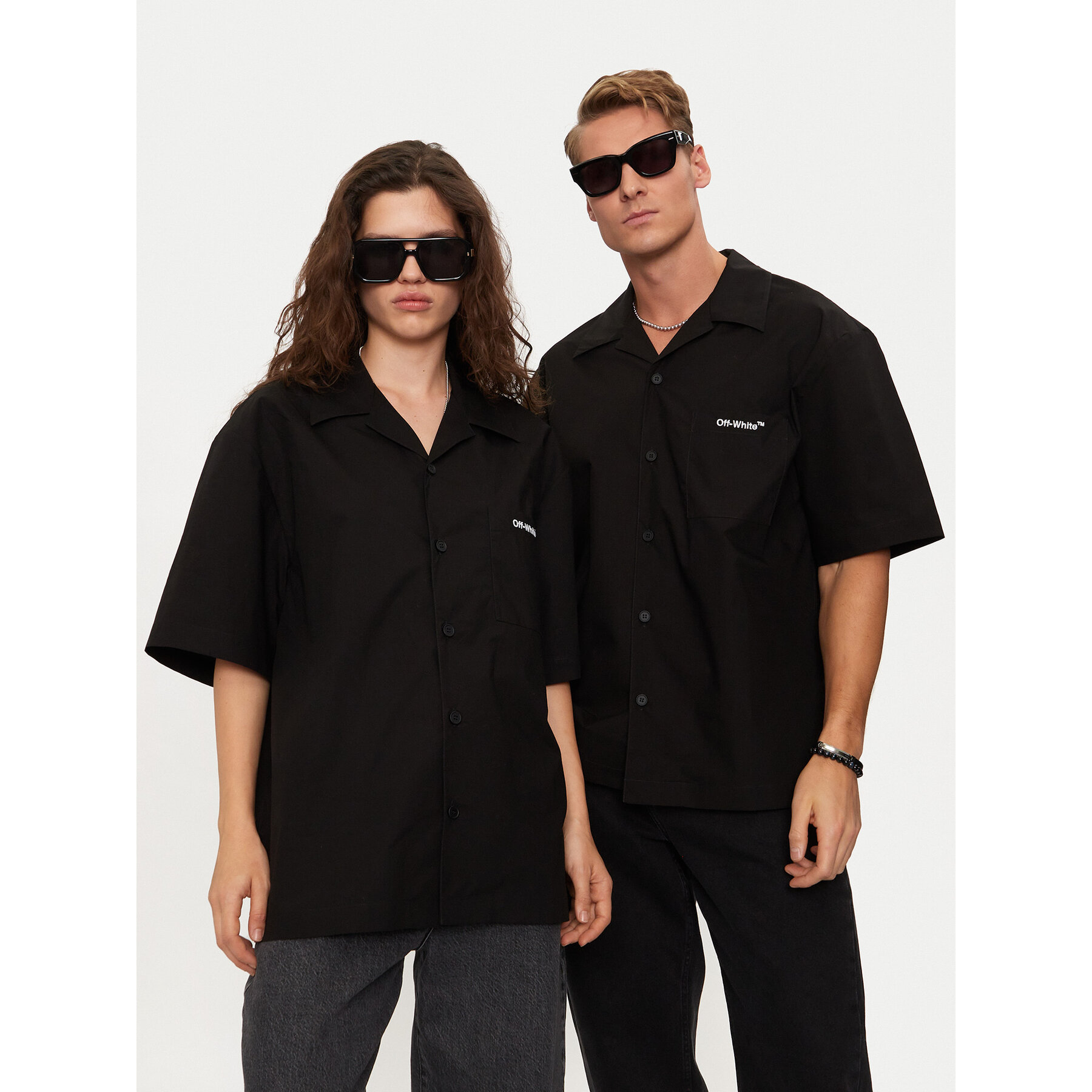 Off-White Hemd OMUY002S23FAB0011001 Schwarz Regular Fit