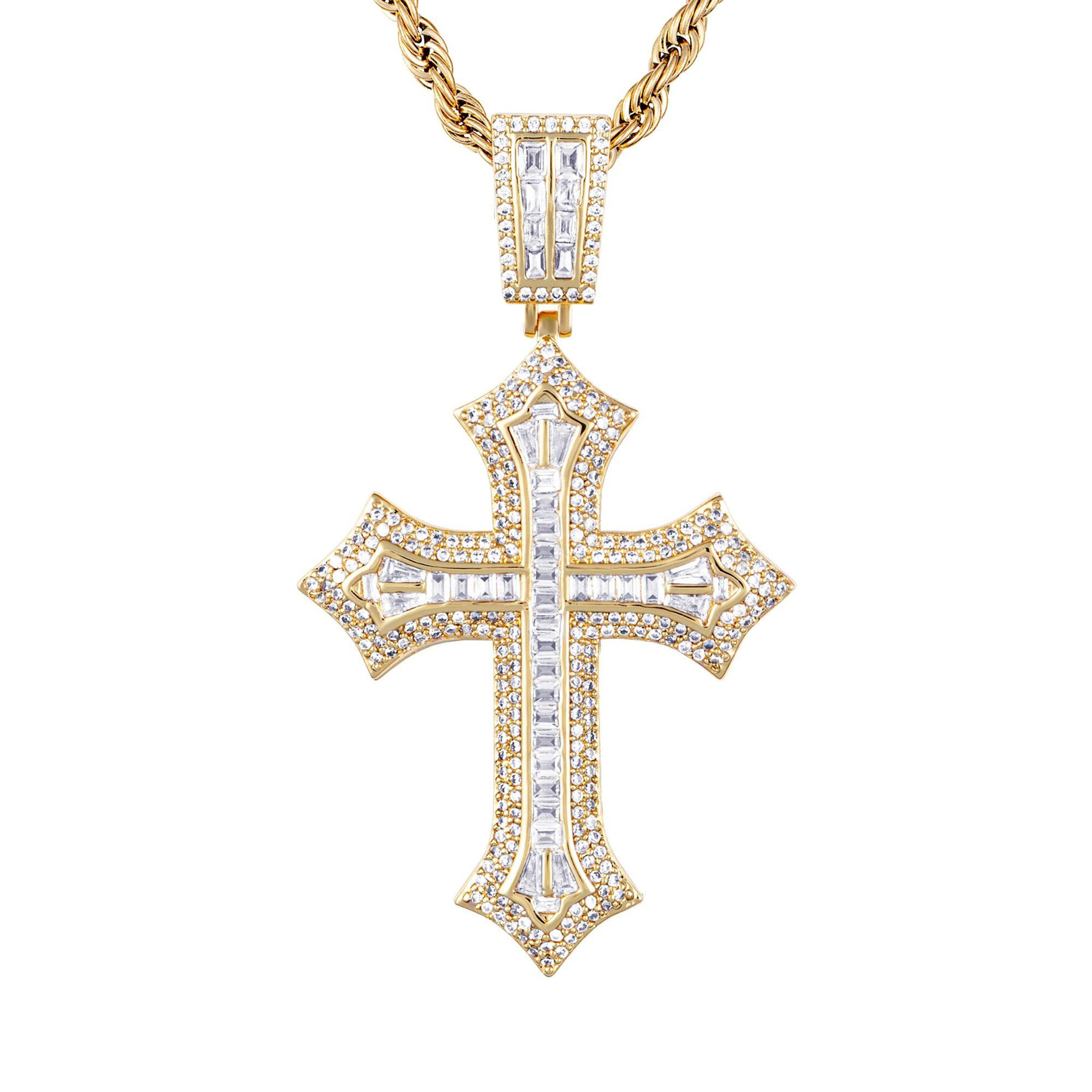 ICED STUFF Μενταγιόν ICED STUFF 2pac Cross Χρυσό