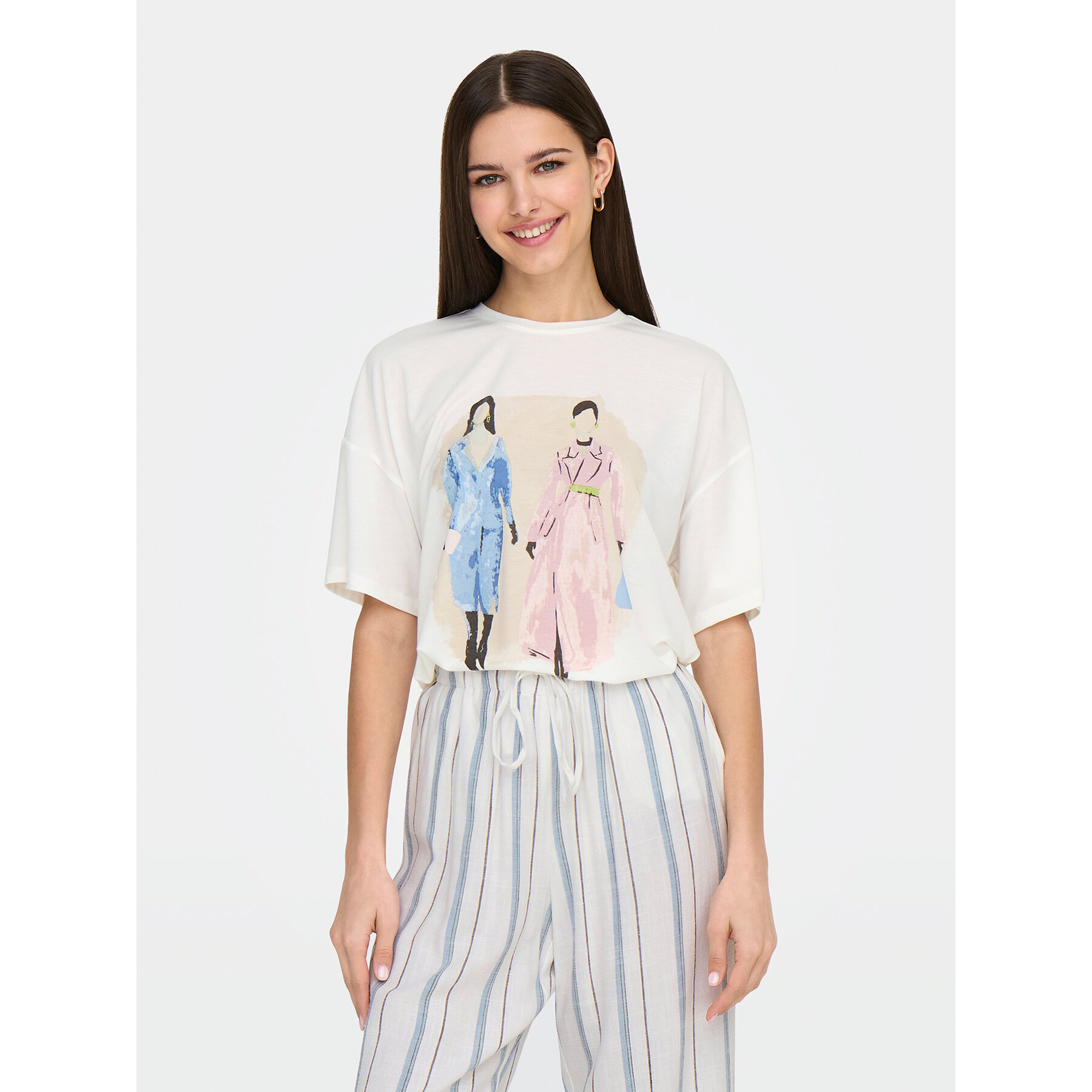 ONLY Marškinėliai Melina 15342876 Balta Regular Fit