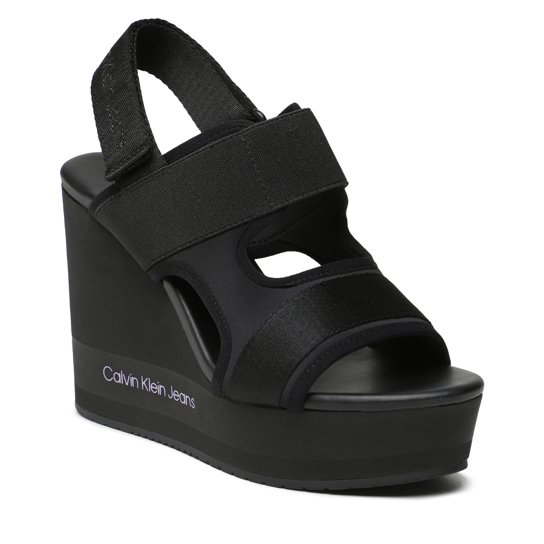 Sandale Calvin Klein Jeans Wedge Sandal Webbing YW0YW01073 Black/Lavender Aura BEH