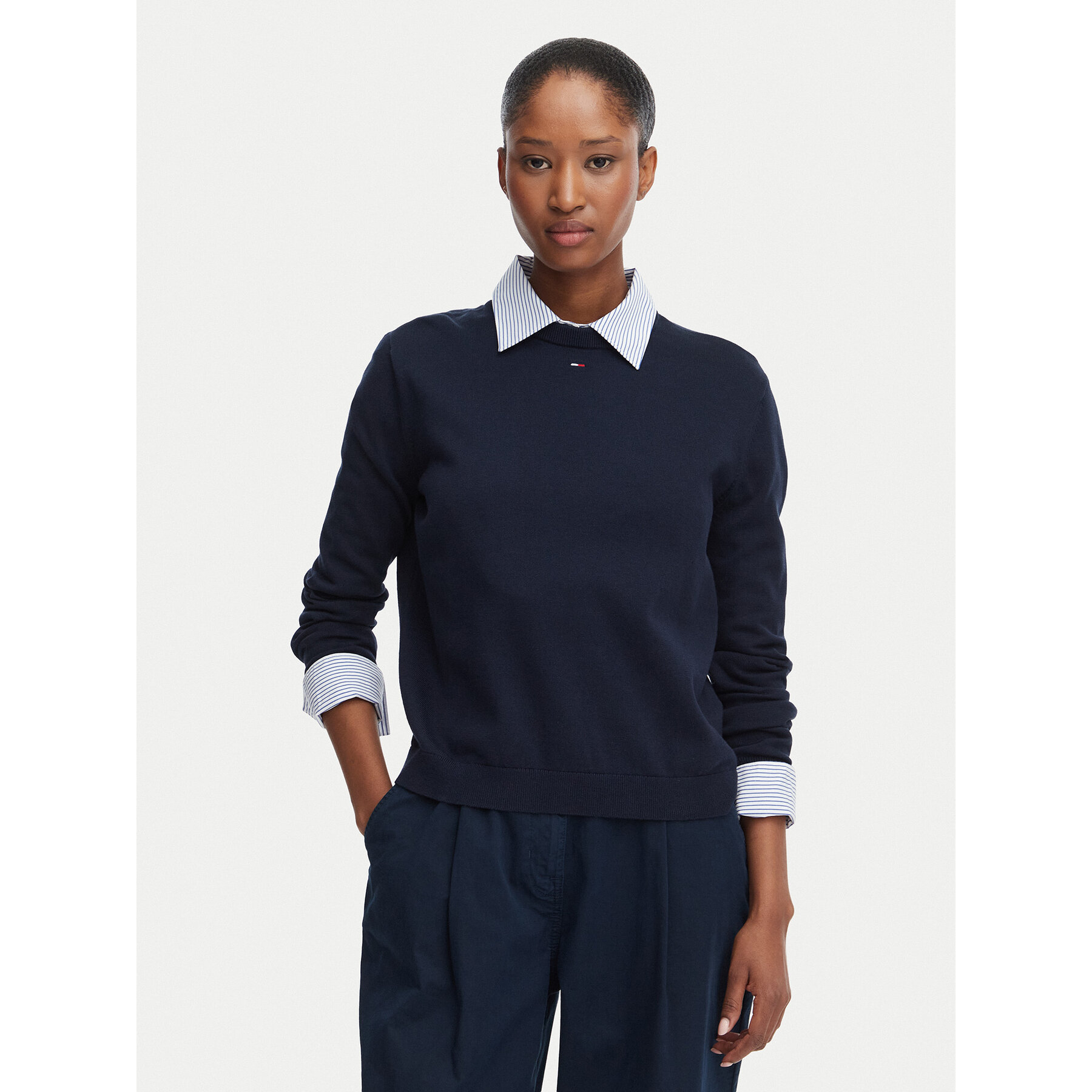 Tommy Jeans Pullover Essential DW0DW20159 Dunkelblau Regular Fit