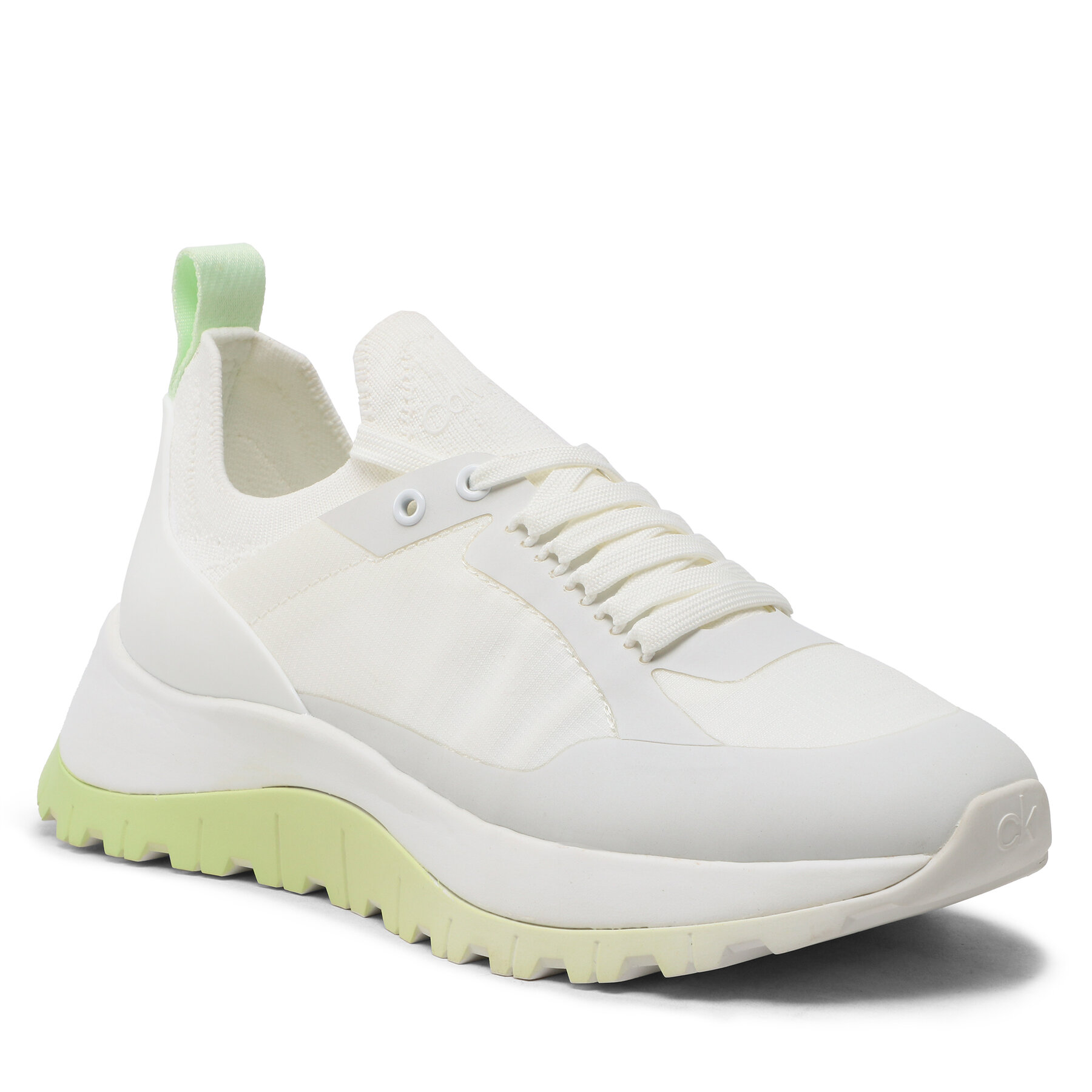 Sneakers Calvin Klein Knit Runner Dynamic Lace Up HW0HW01446 White/Spirit Green 0IR 0IR imagine super redus 2022