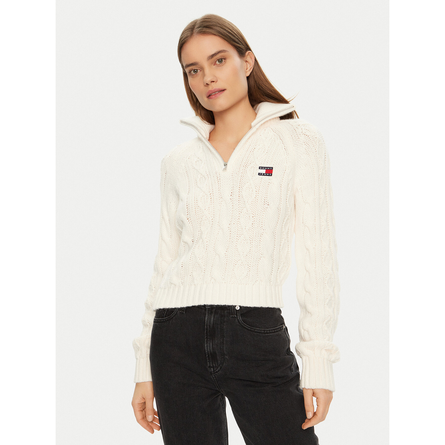 Tommy Jeans Pullover DW0DW20269 Écru Regular Fit