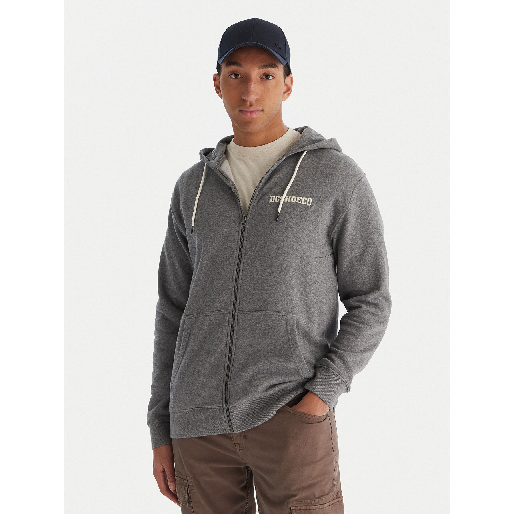 DC Shoes Majica dugih rukava Baseline ADYFT03389 Siva Regular Fit