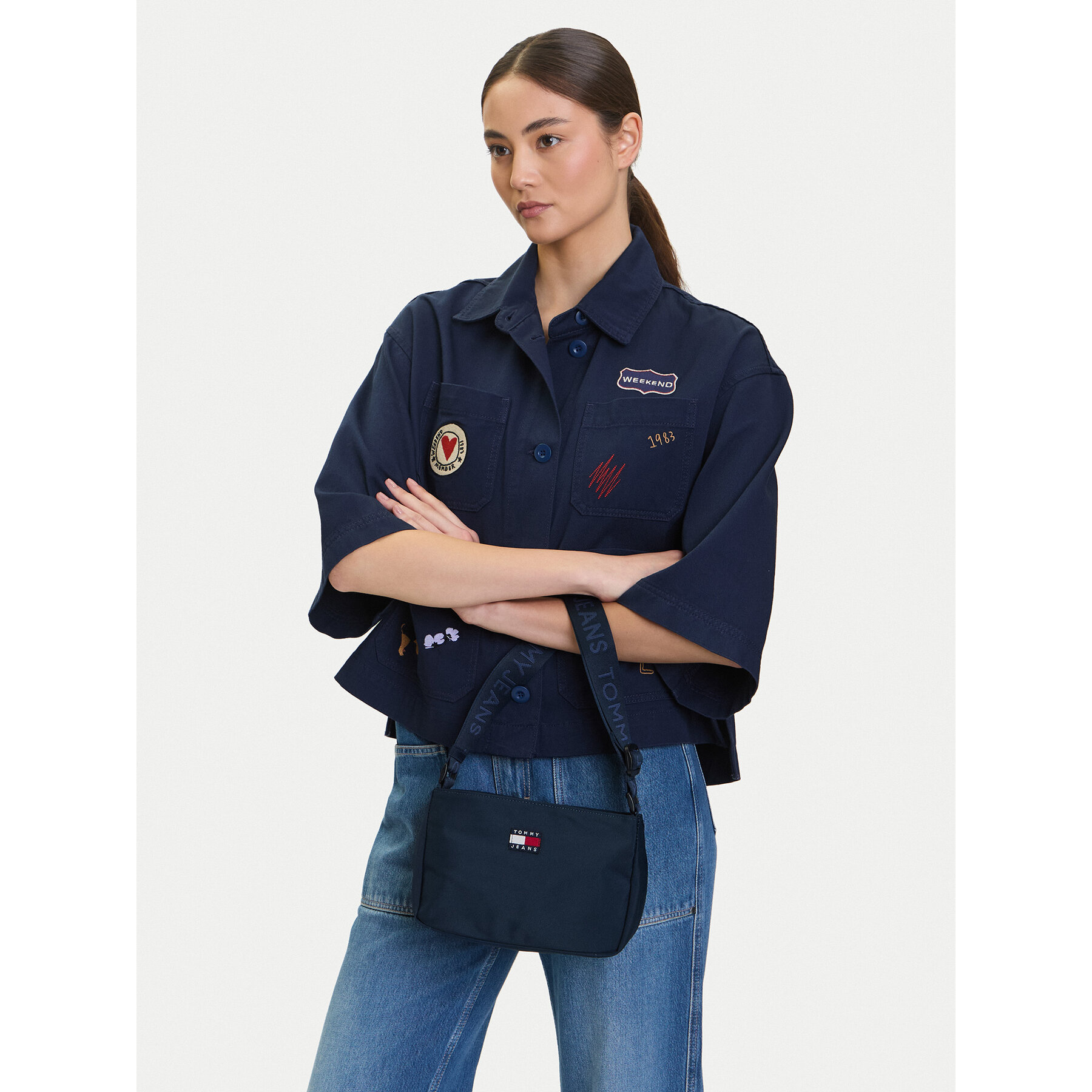 Geantă Tommy Jeans Tjw Daily Shoulder Bag AW0AW17544 Bleumarin