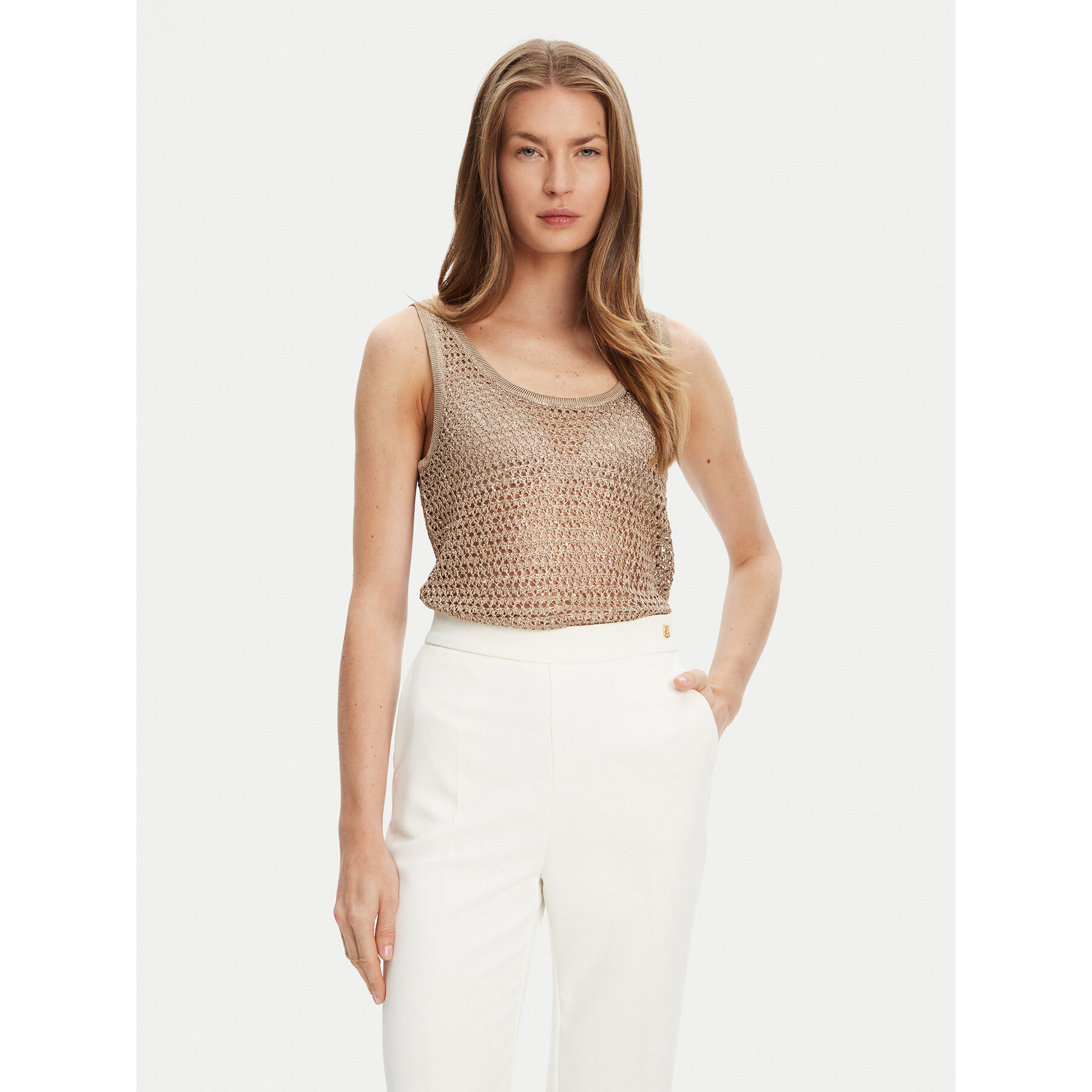 Guess Τοπ W5YR29 Z37G0 Μπεζ Regular Fit