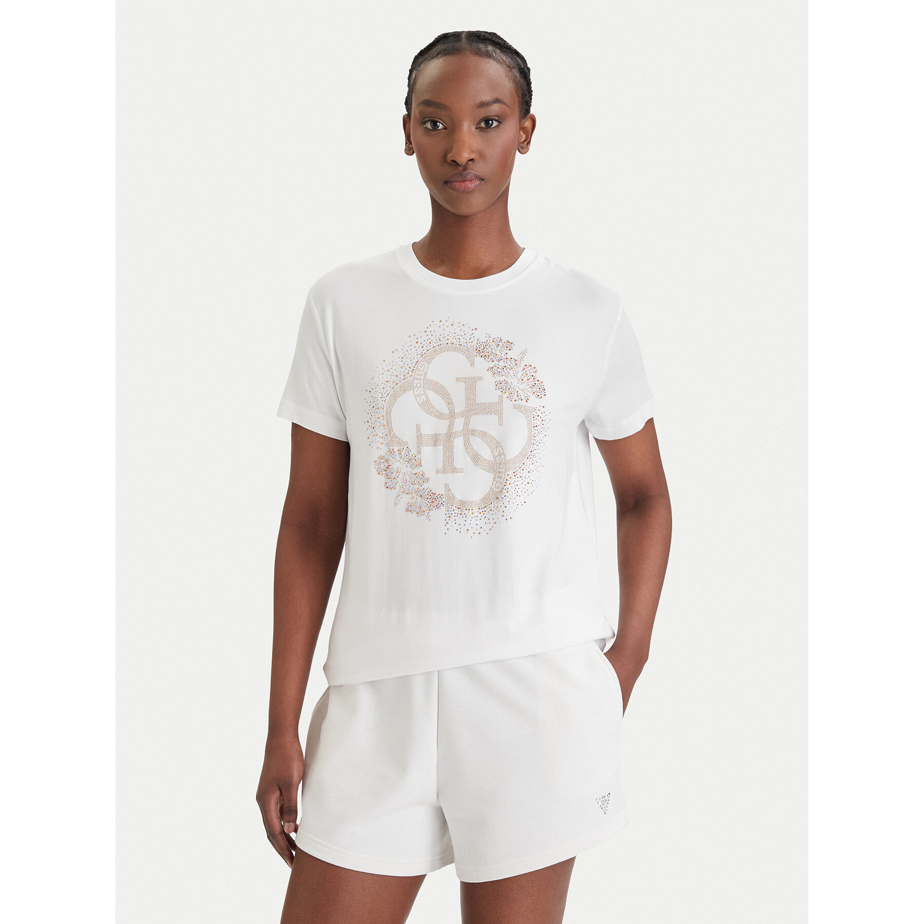 Guess T-Shirt E6GI01 K68D2 Λευκό Regular Fit